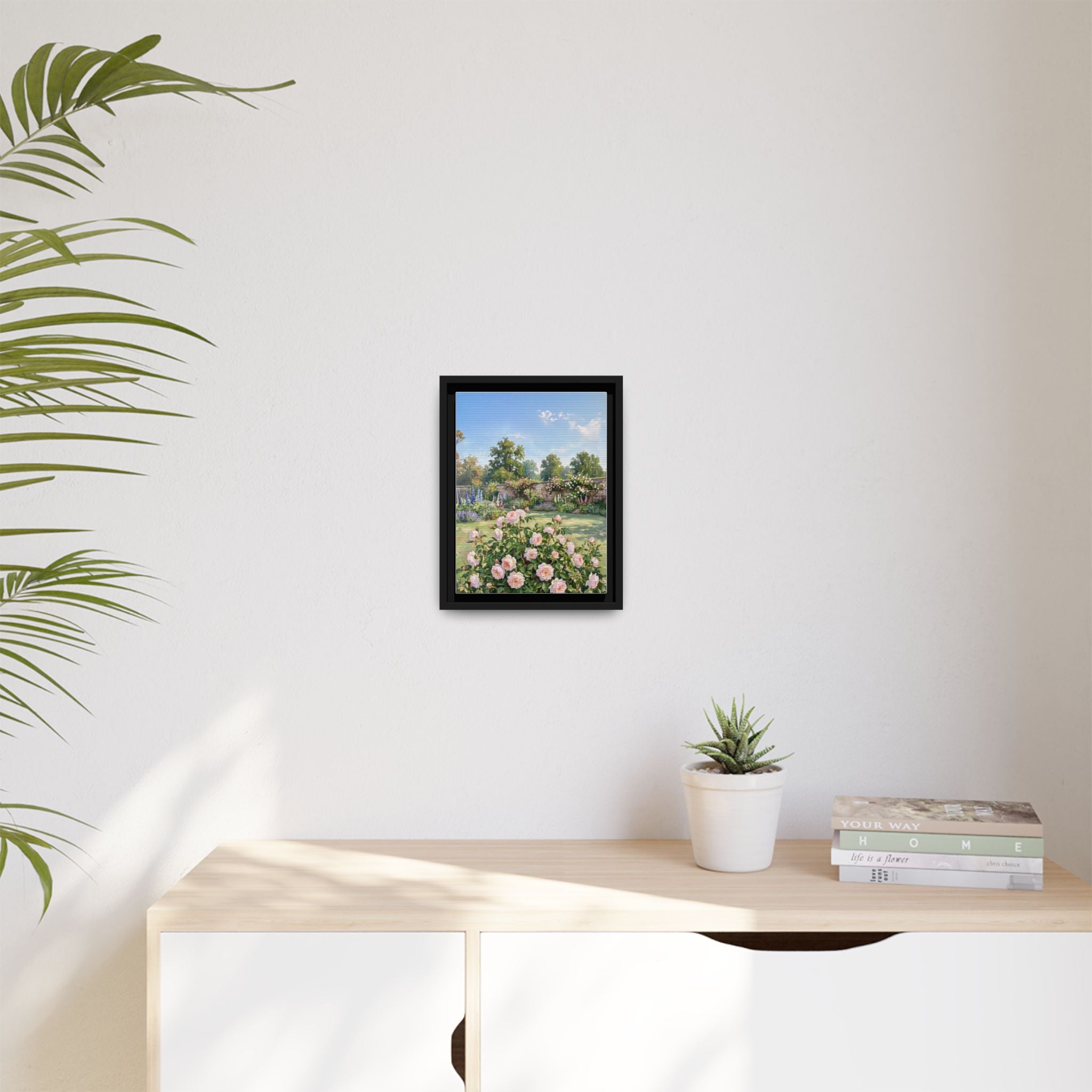 The Rose Garden - Print on Canvas with Wooden Frame