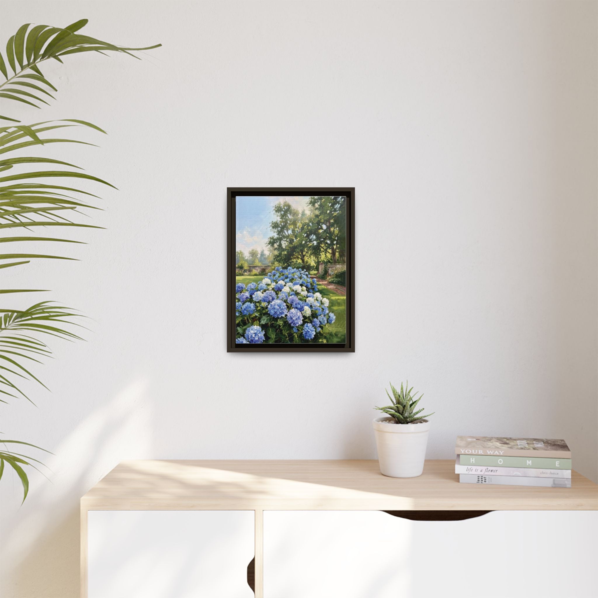 Hydrangeas - Print on Canvas with Wooden Frame