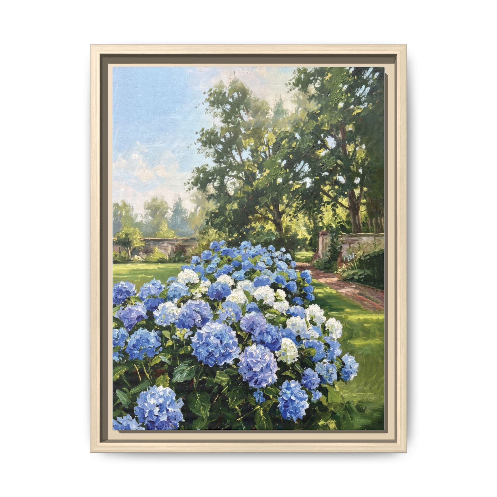 Hydrangeas - Print on Canvas with Wooden Frame