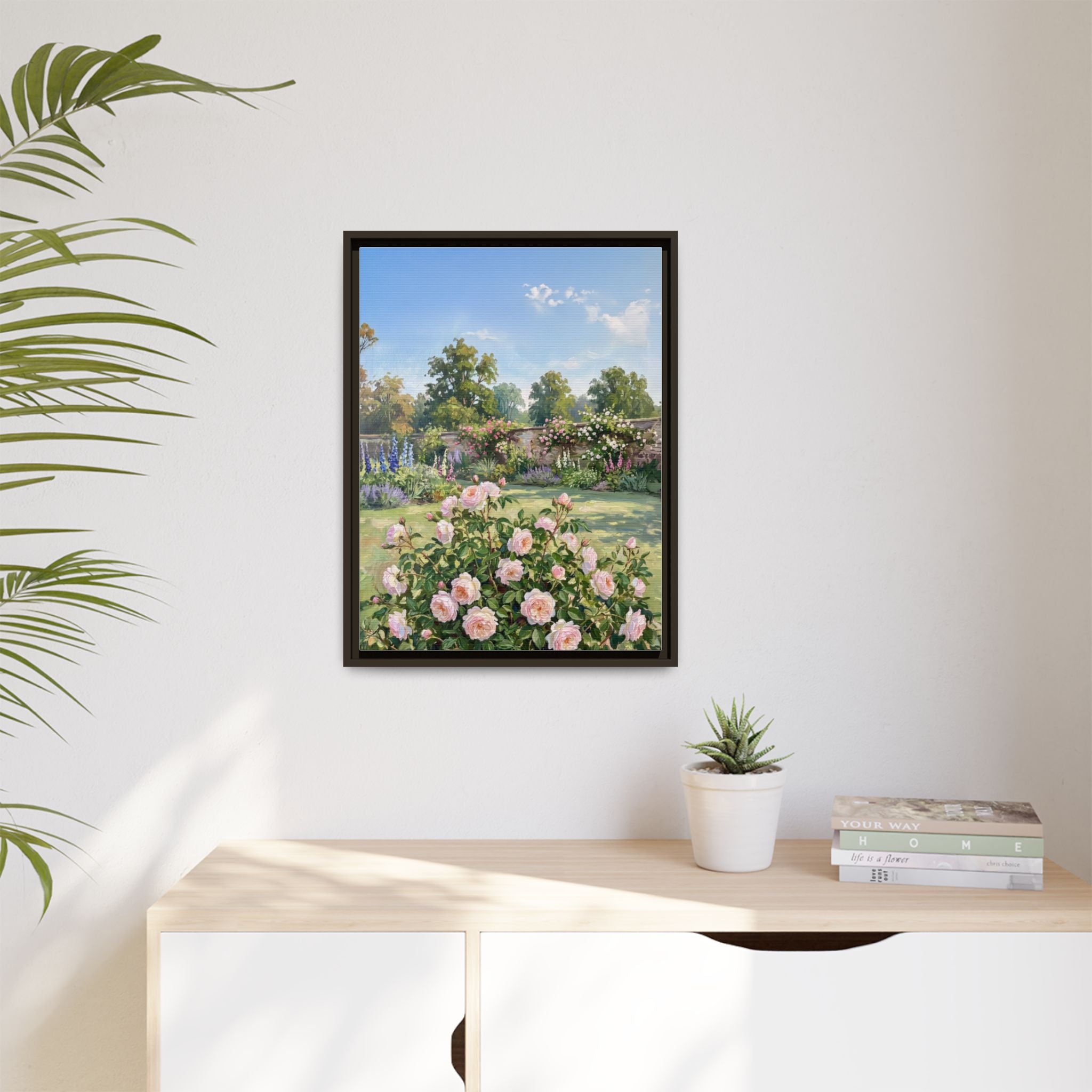 The Rose Garden - Print on Canvas with Wooden Frame
