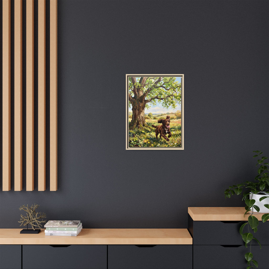 The Working Cocker - Print on Canvas with Wooden Frame