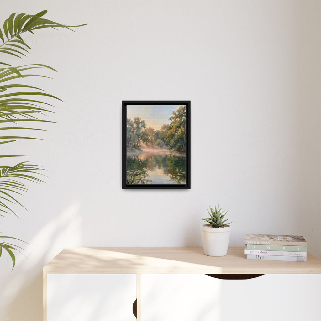 The Lily Pond - Print on Canvas with Wooden Frame
