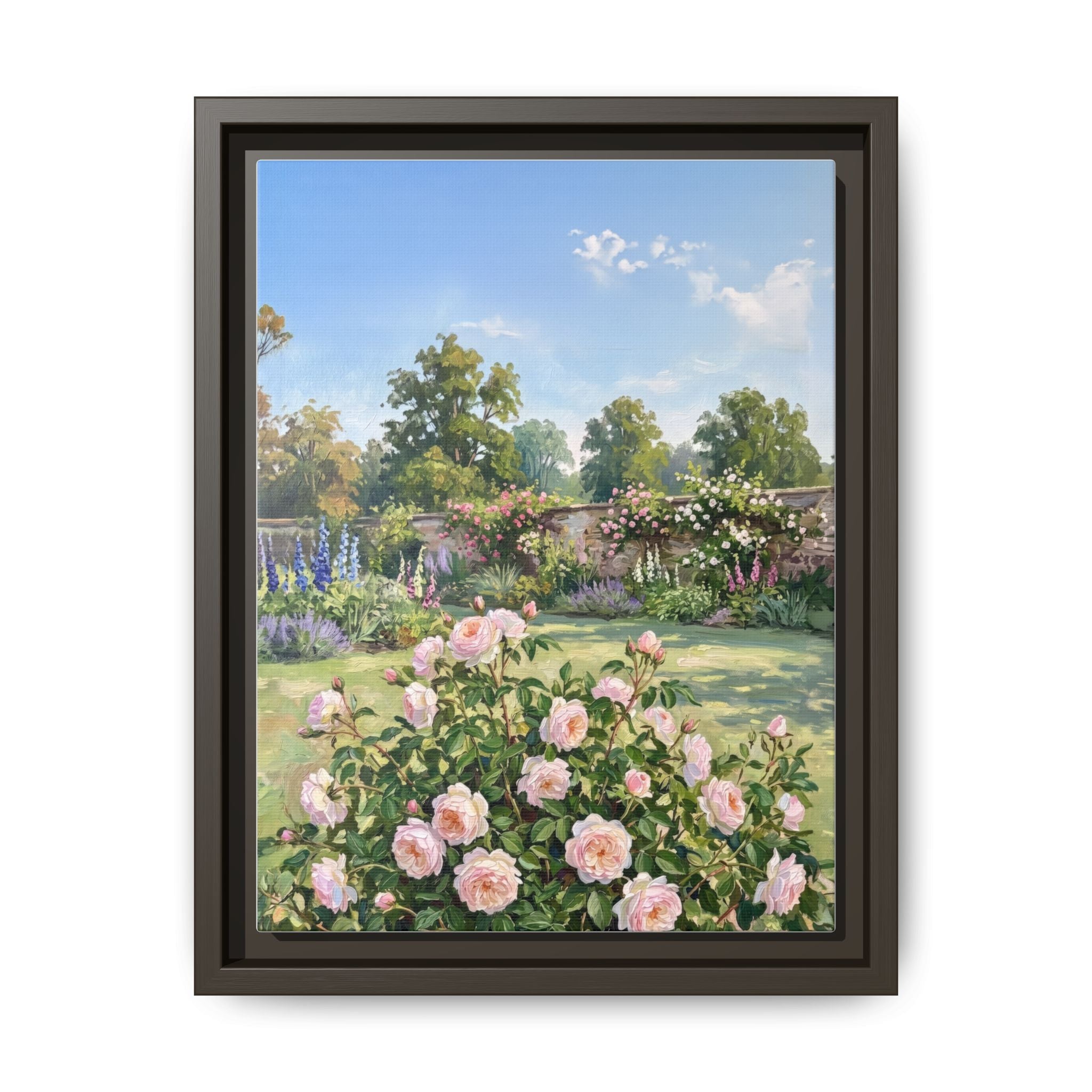 The Rose Garden - Print on Canvas with Wooden Frame