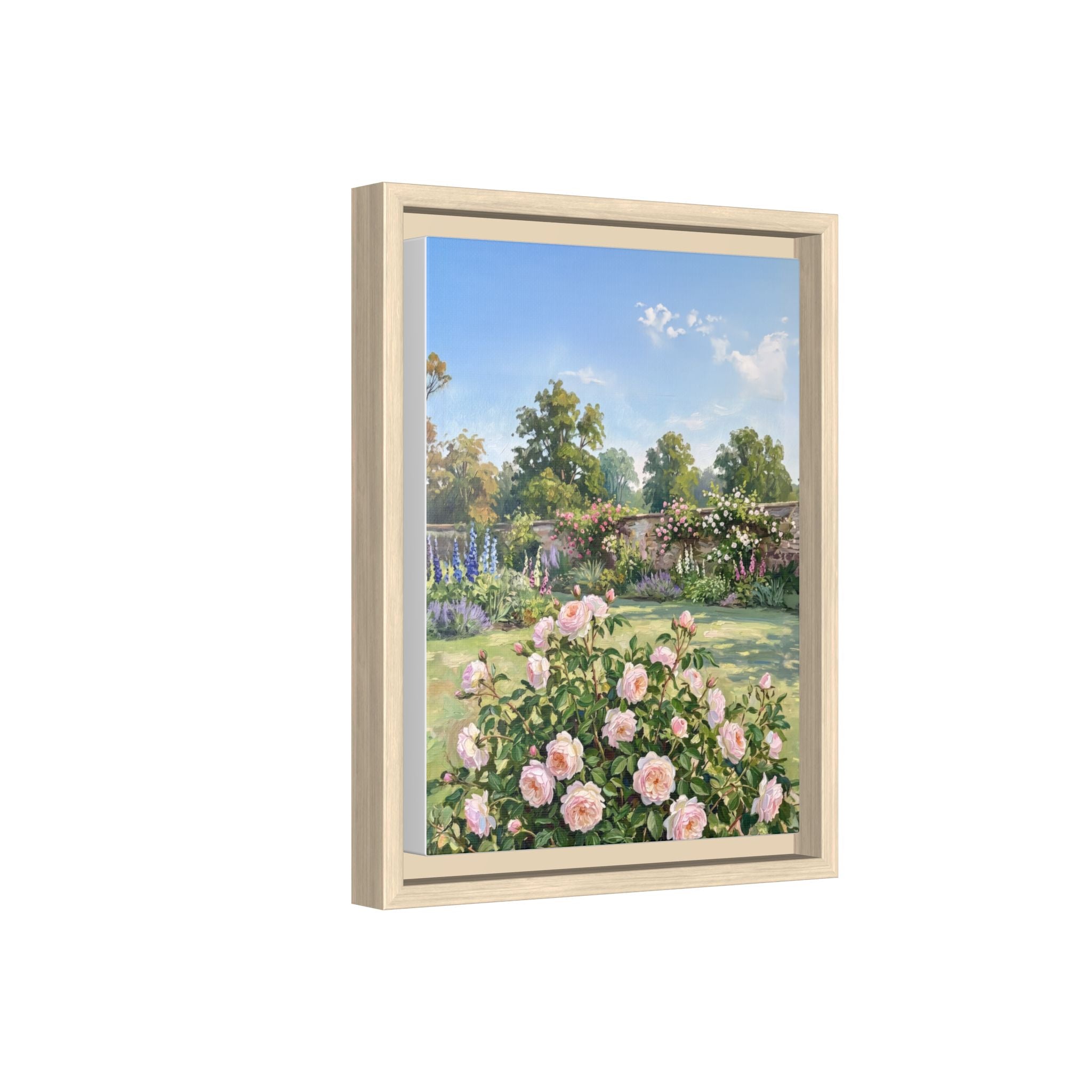 The Rose Garden - Print on Canvas with Wooden Frame