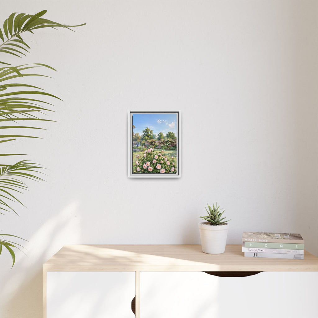 The Rose Garden - Print on Canvas with Wooden Frame