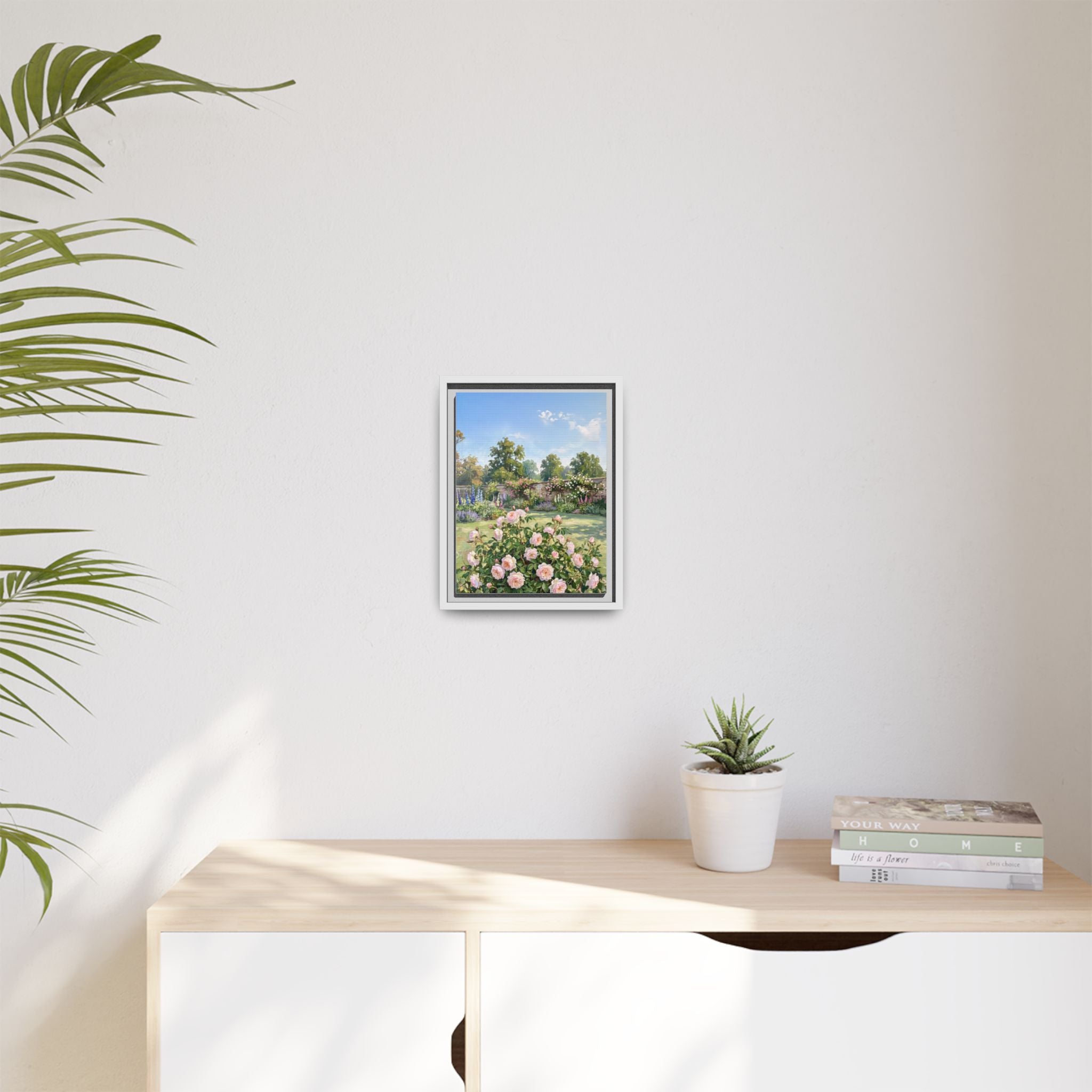 The Rose Garden - Print on Canvas with Wooden Frame