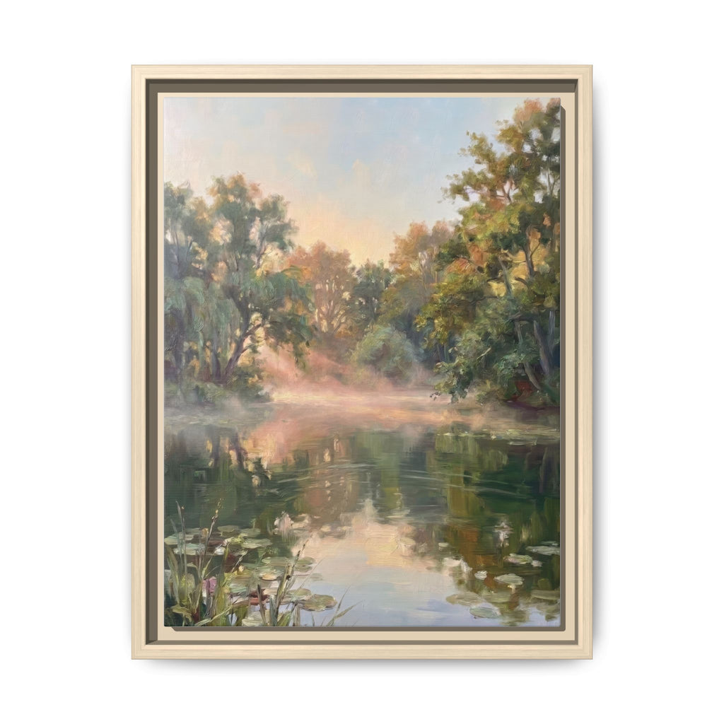 The Lily Pond - Print on Canvas with Wooden Frame