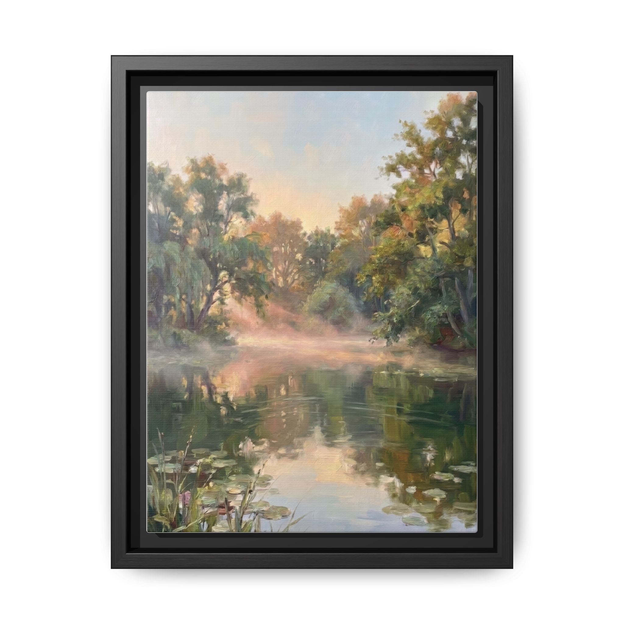 The Lily Pond - Print on Canvas with Wooden Frame
