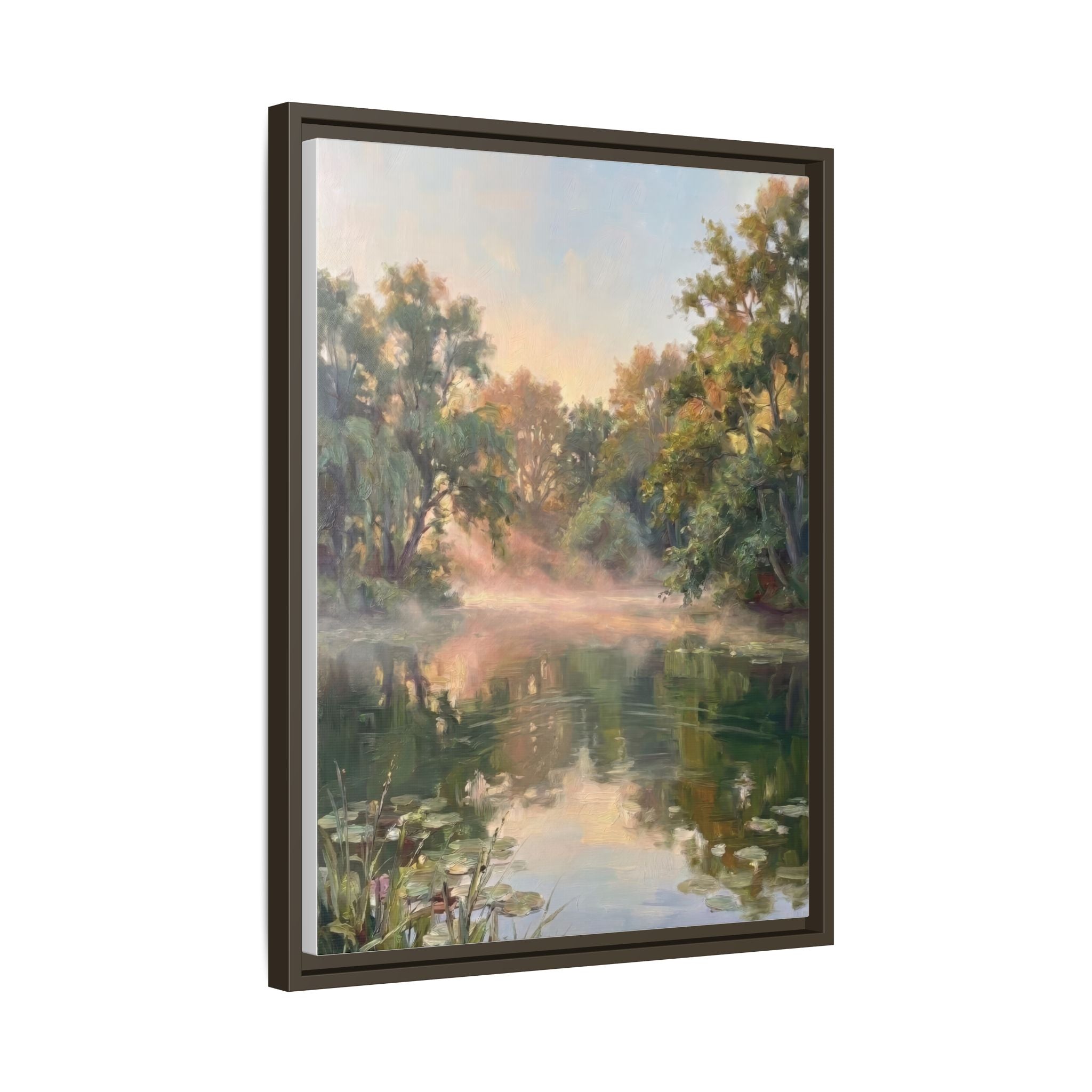 The Lily Pond - Print on Canvas with Wooden Frame