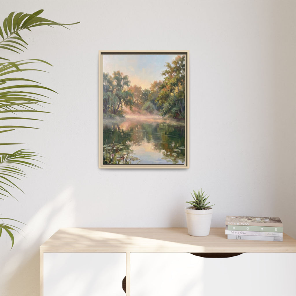 The Lily Pond - Print on Canvas with Wooden Frame