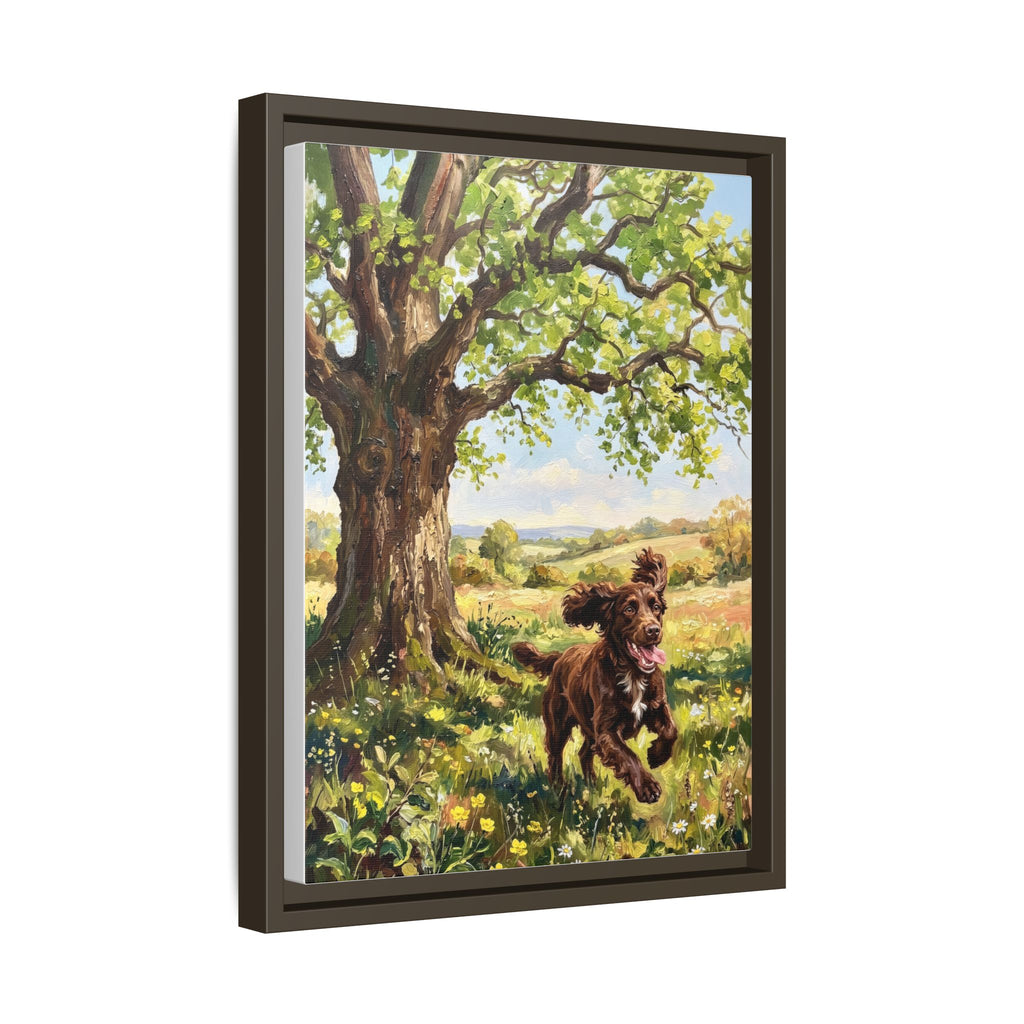 The Working Cocker - Print on Canvas with Wooden Frame