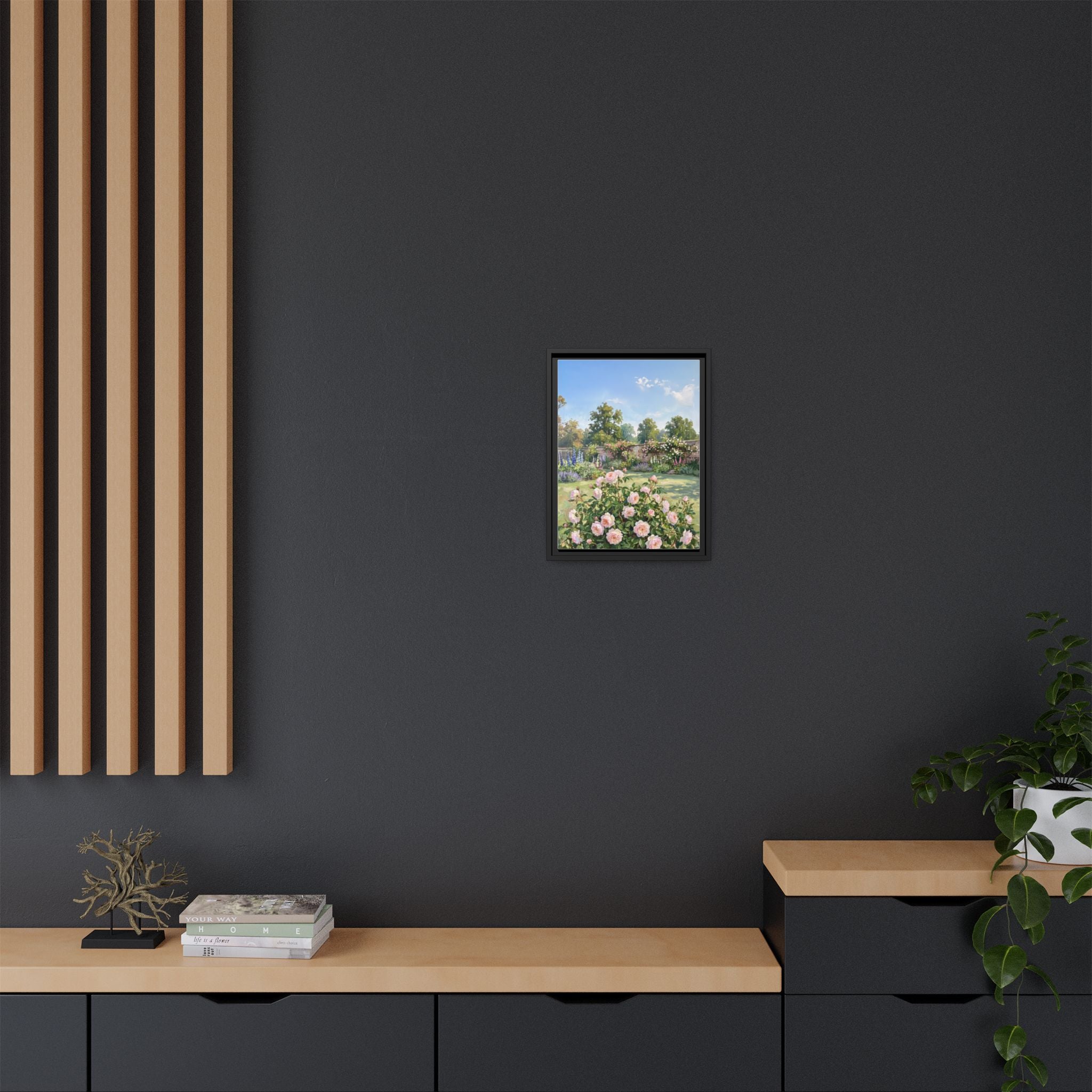 The Rose Garden - Print on Canvas with Wooden Frame