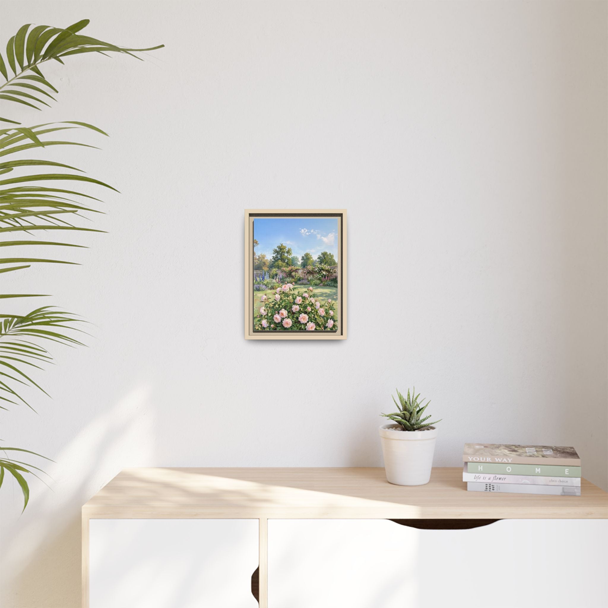The Rose Garden - Print on Canvas with Wooden Frame
