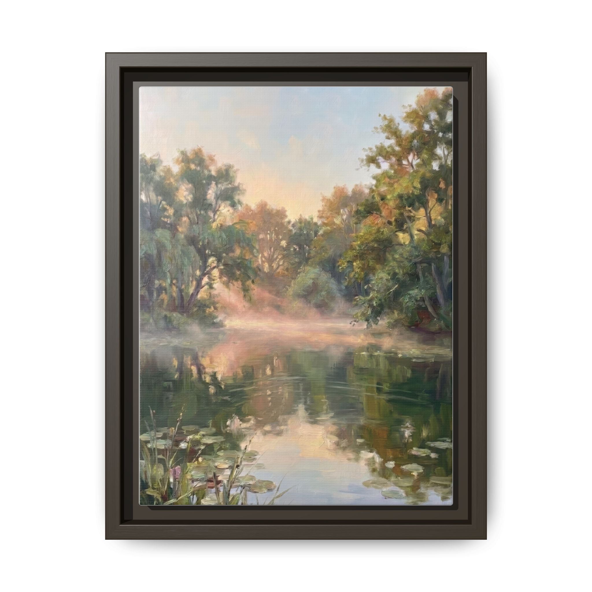 The Lily Pond - Print on Canvas with Wooden Frame