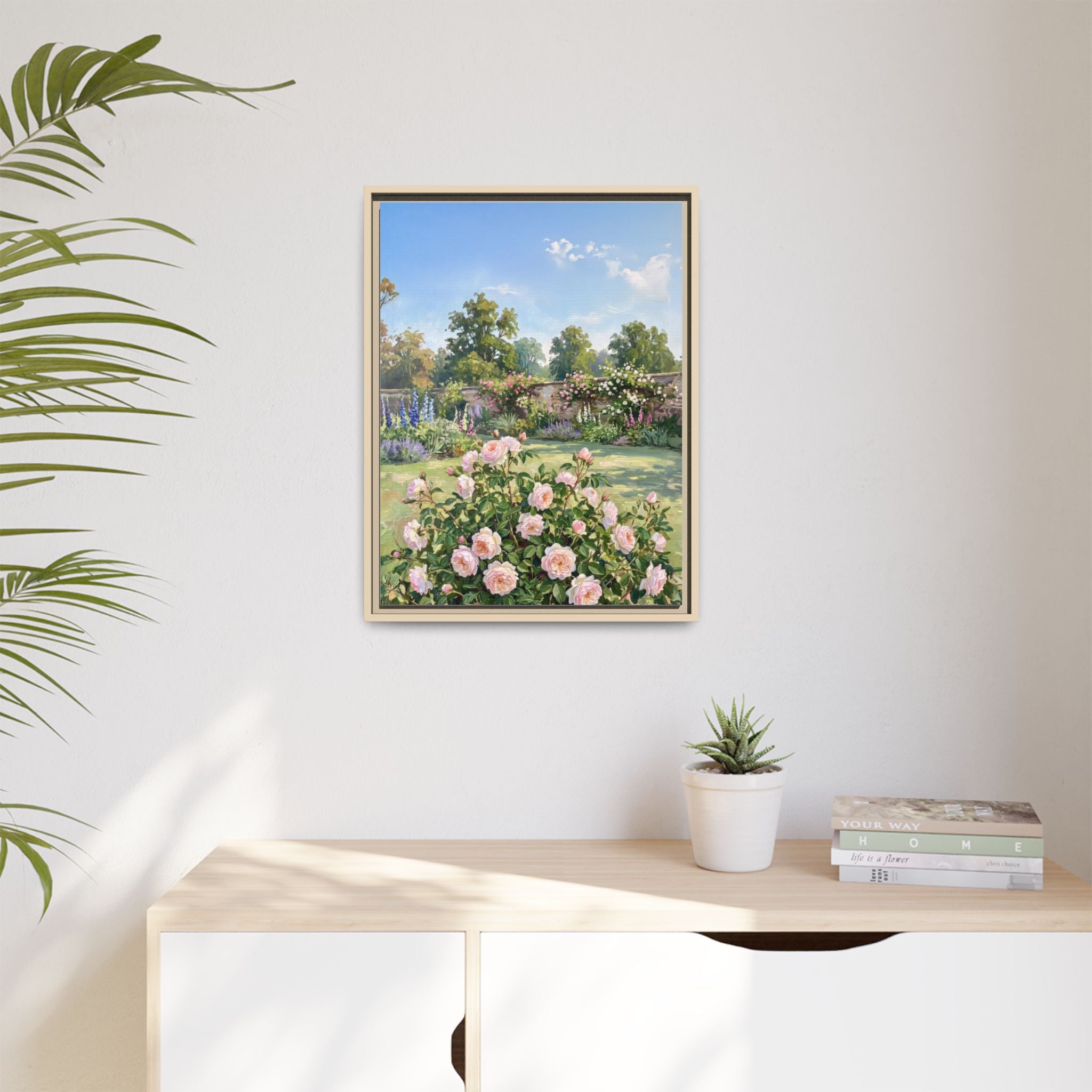 The Rose Garden - Print on Canvas with Wooden Frame