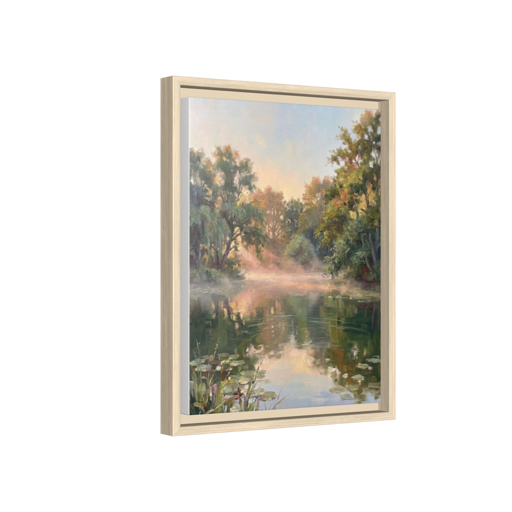 The Lily Pond - Print on Canvas with Wooden Frame