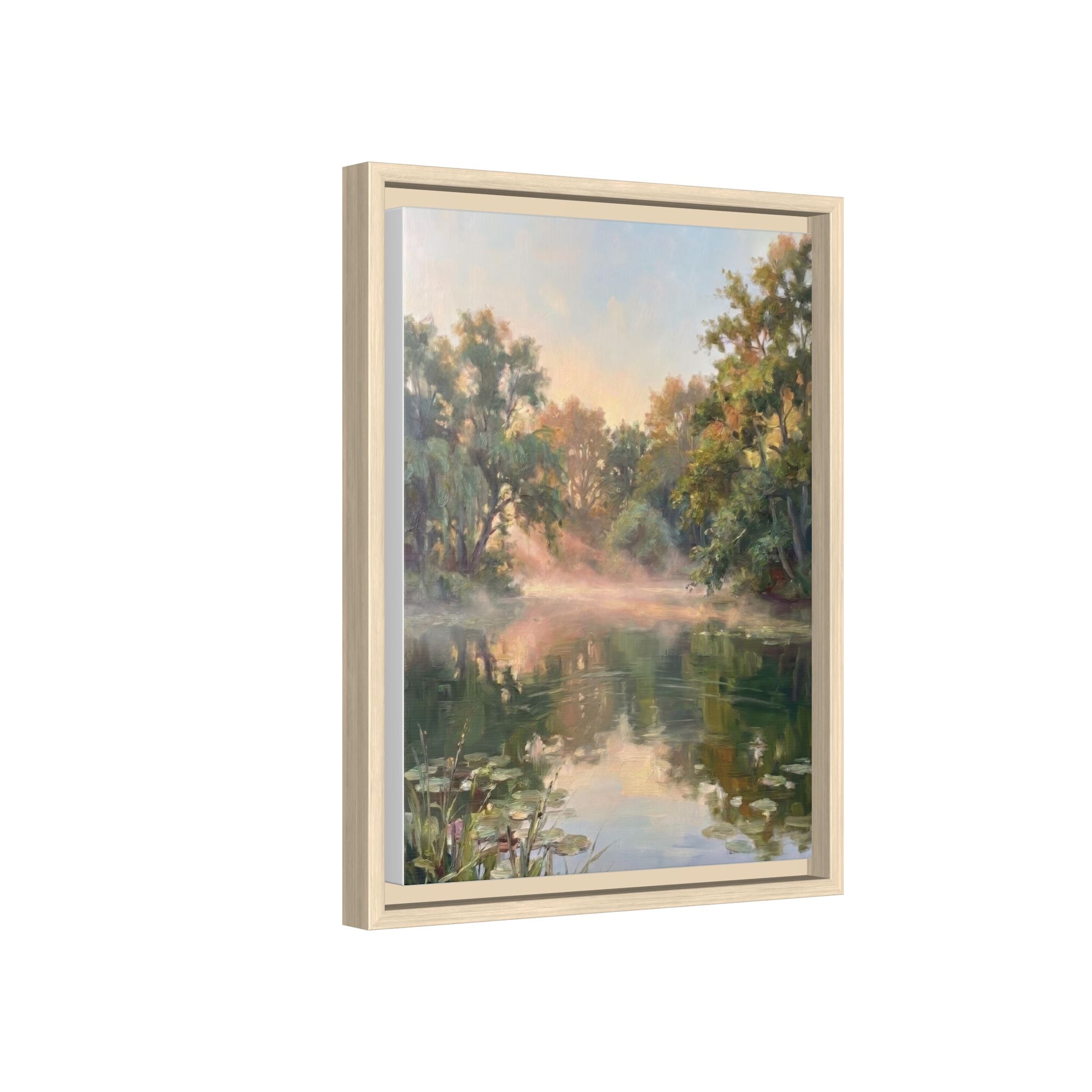 The Lily Pond - Print on Canvas with Wooden Frame