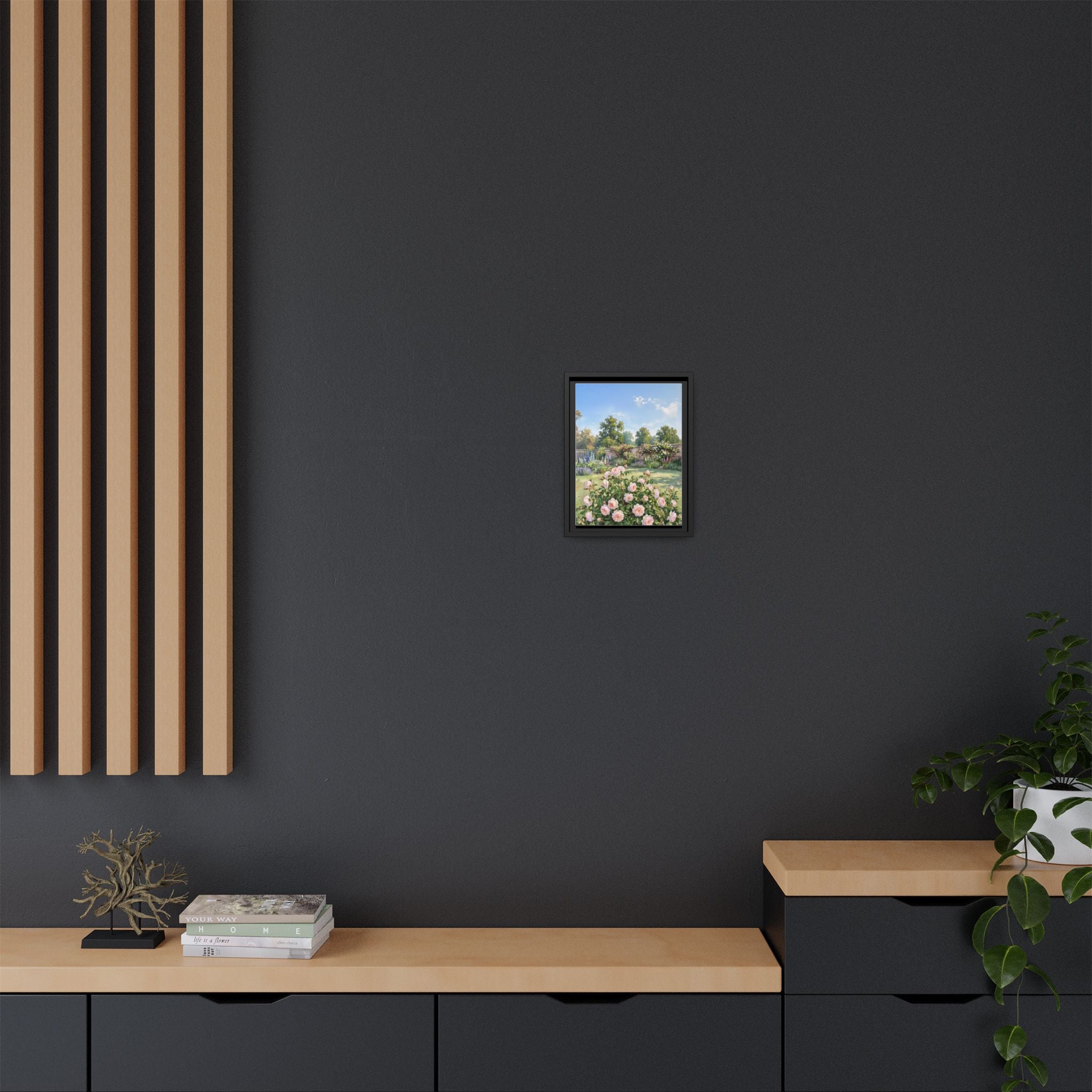 The Rose Garden - Print on Canvas with Wooden Frame