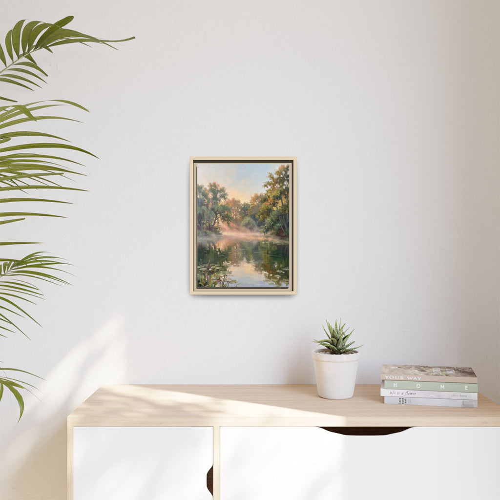 The Lily Pond - Print on Canvas with Wooden Frame