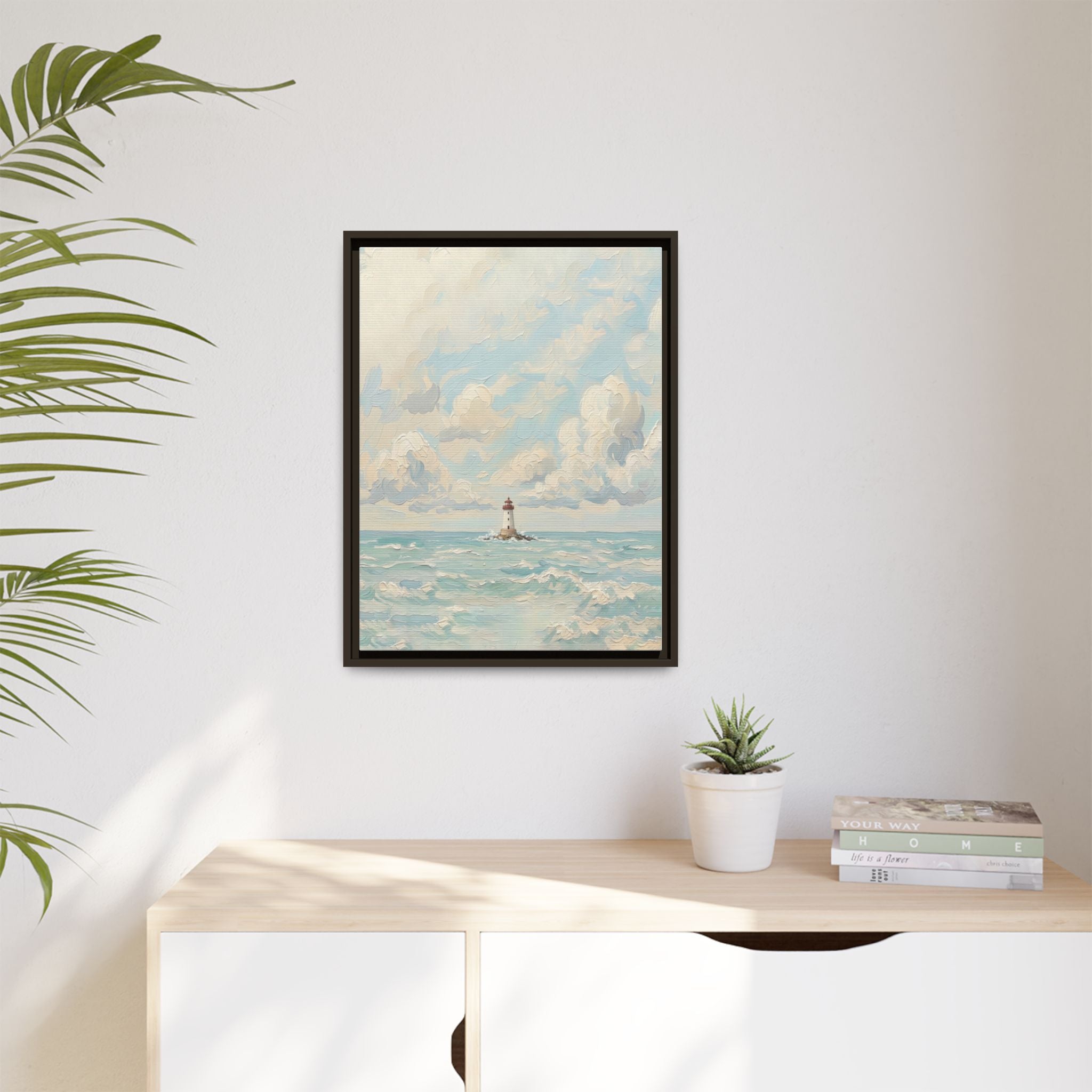 The Lighthouse - Print on Canvas with Wooden Frame