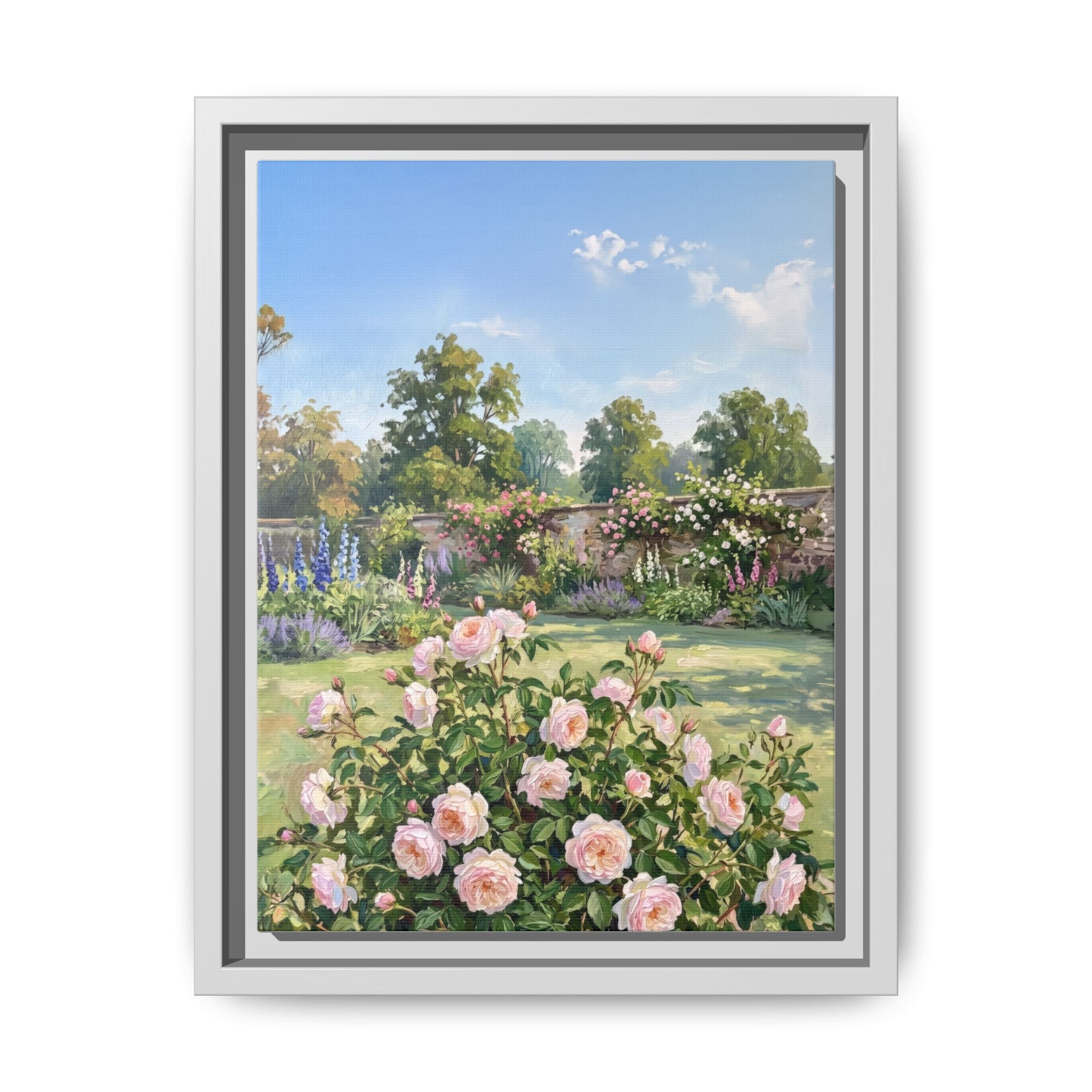The Rose Garden - Print on Canvas with Wooden Frame