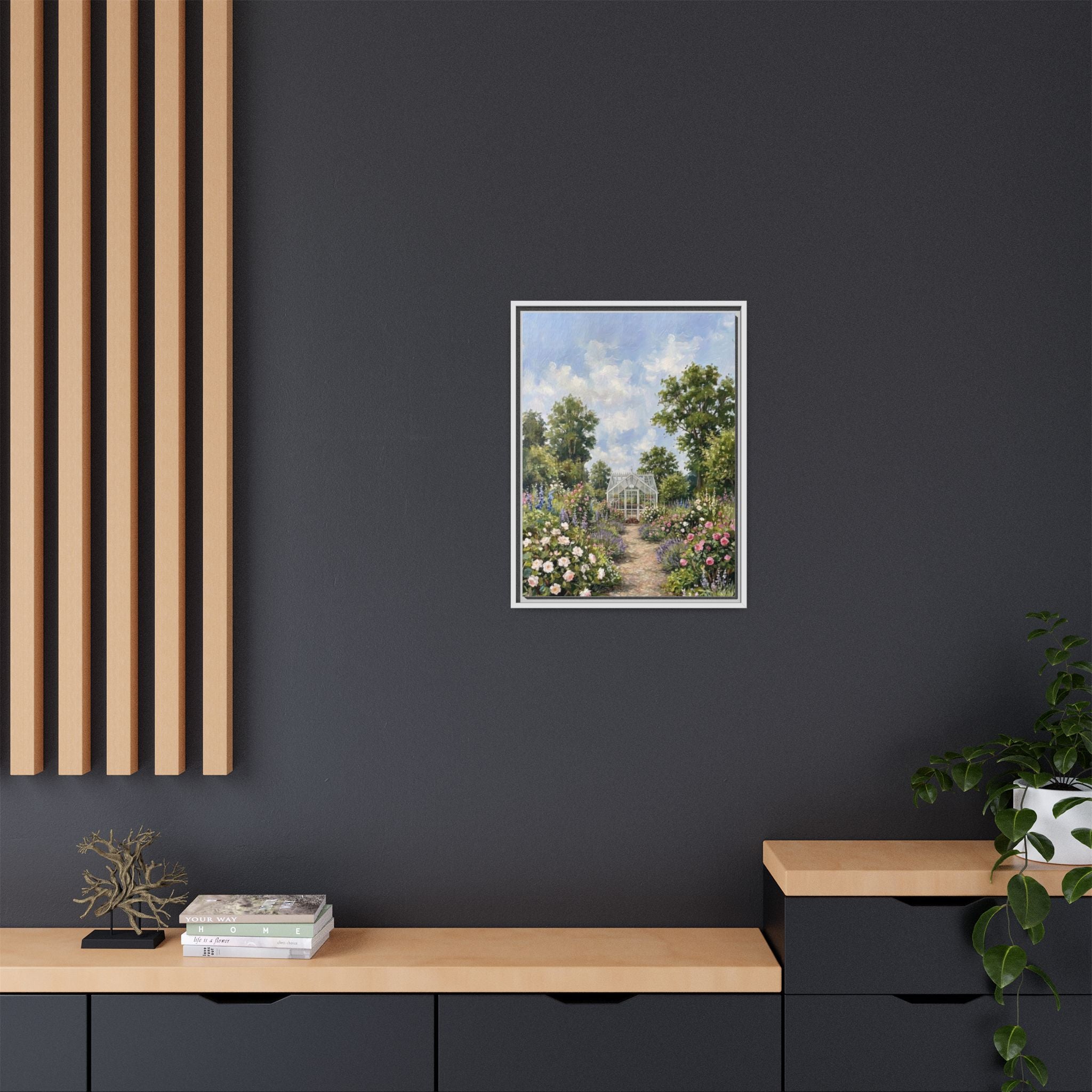 The Walled Garden - Print on Canvas with Wooden Frame