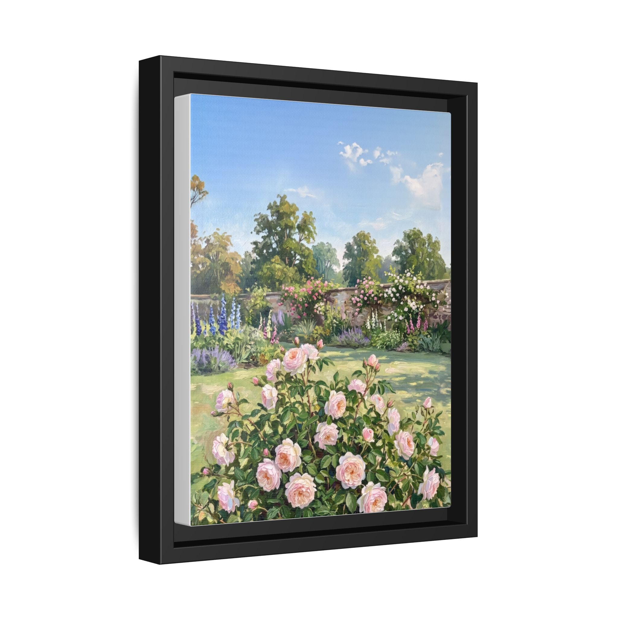 The Rose Garden - Print on Canvas with Wooden Frame