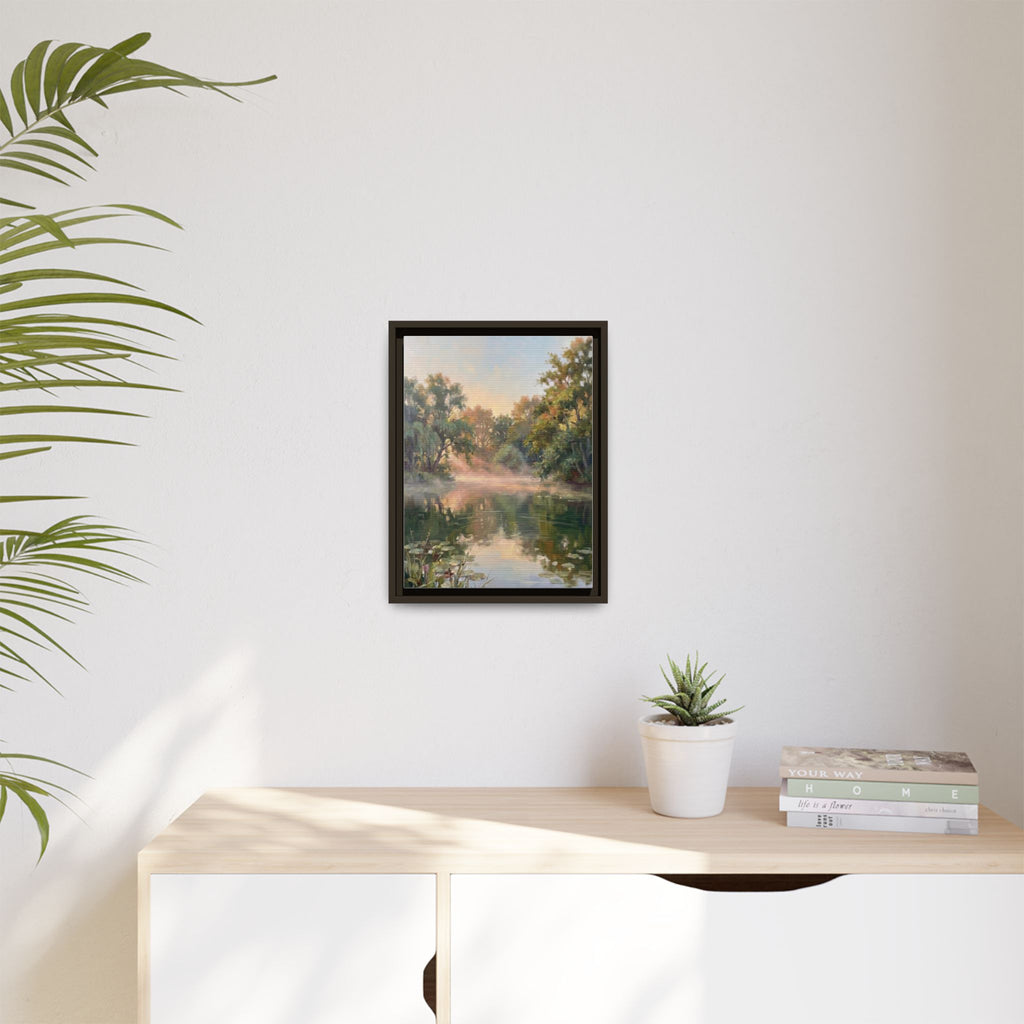 The Lily Pond - Print on Canvas with Wooden Frame