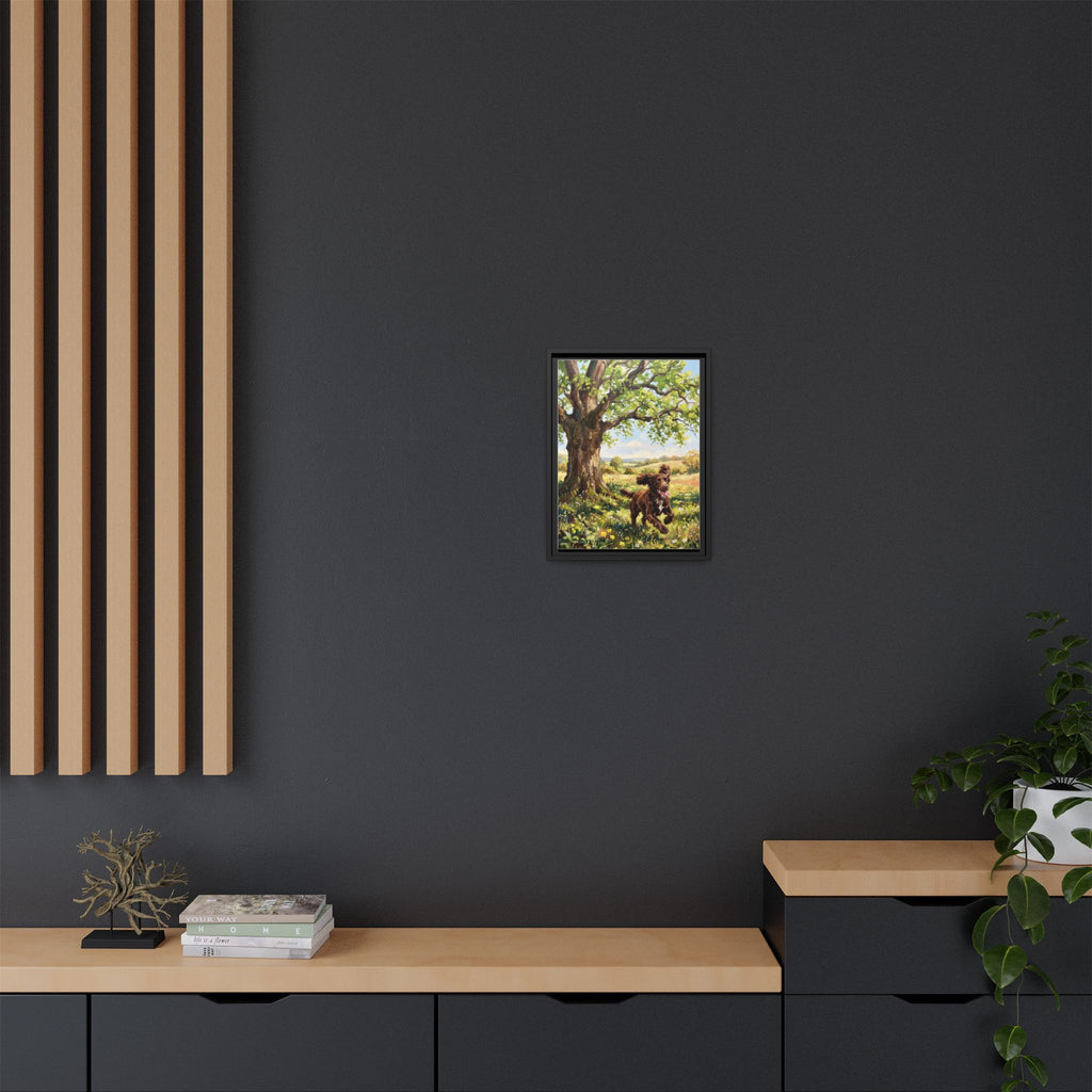 The Working Cocker - Print on Canvas with Wooden Frame