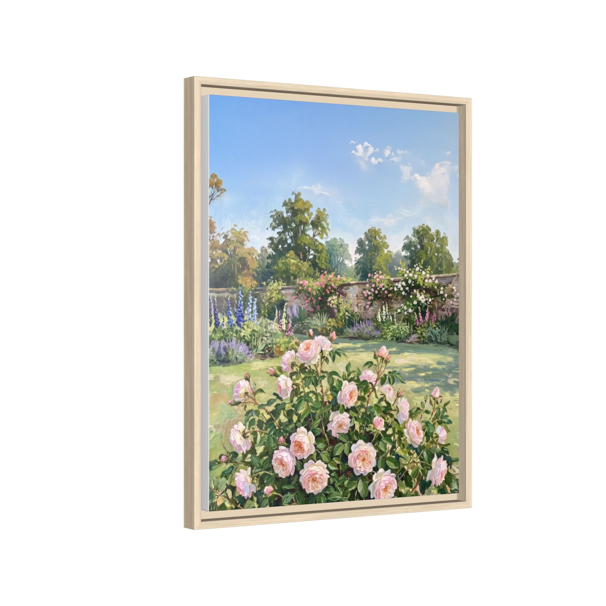 The Rose Garden - Print on Canvas with Wooden Frame