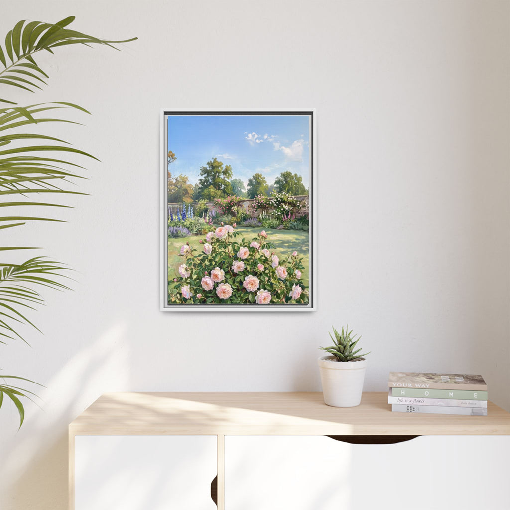 The Rose Garden - Print on Canvas with Wooden Frame