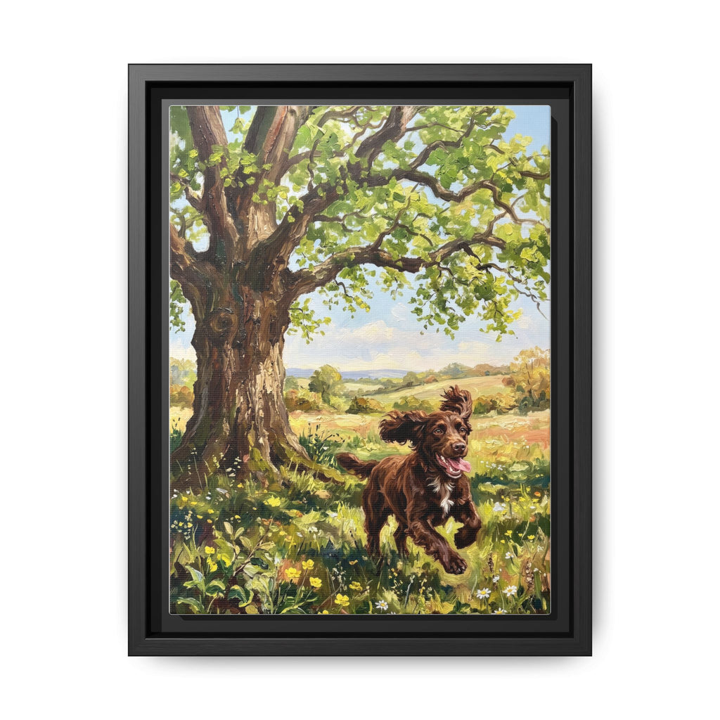 The Working Cocker - Print on Canvas with Wooden Frame