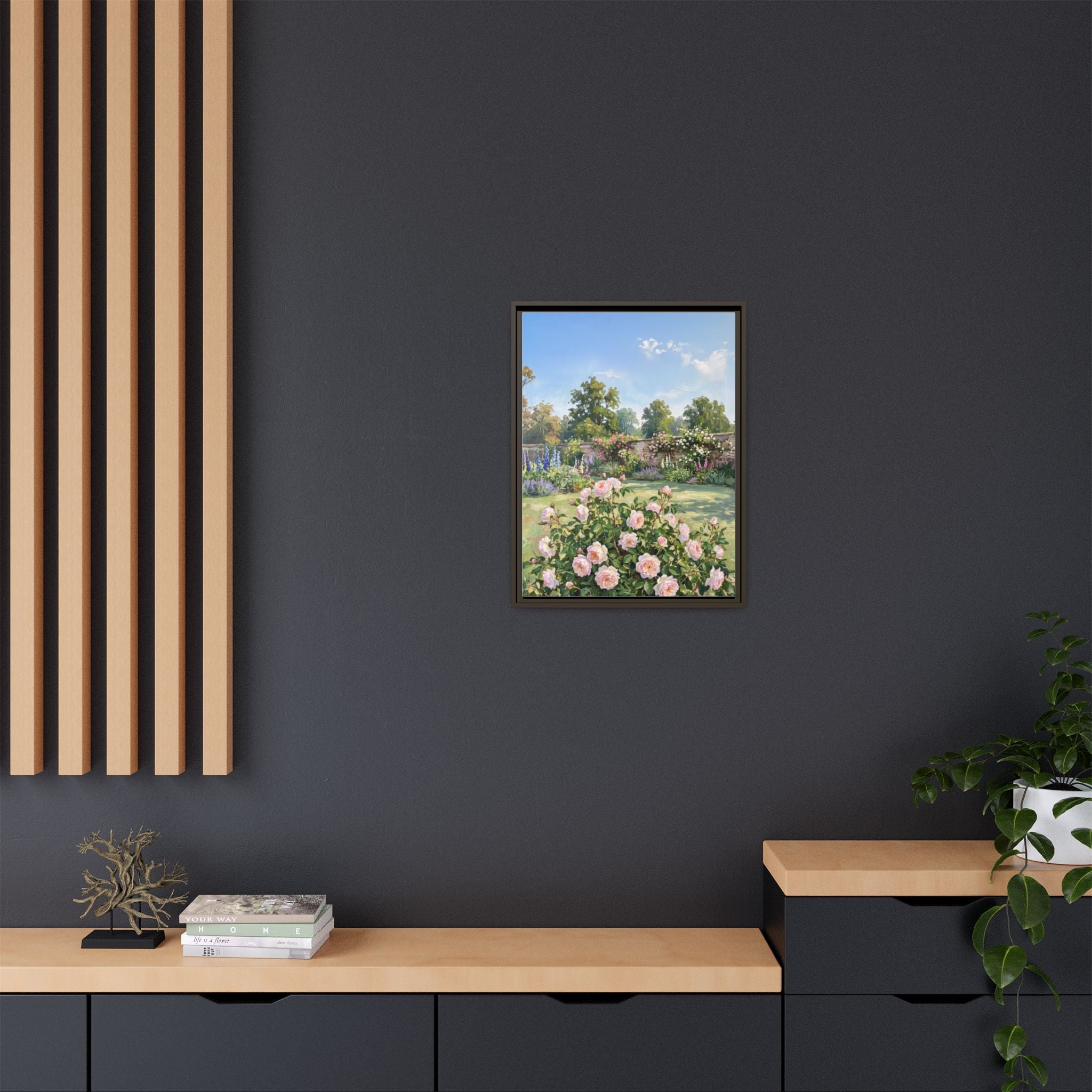 The Rose Garden - Print on Canvas with Wooden Frame
