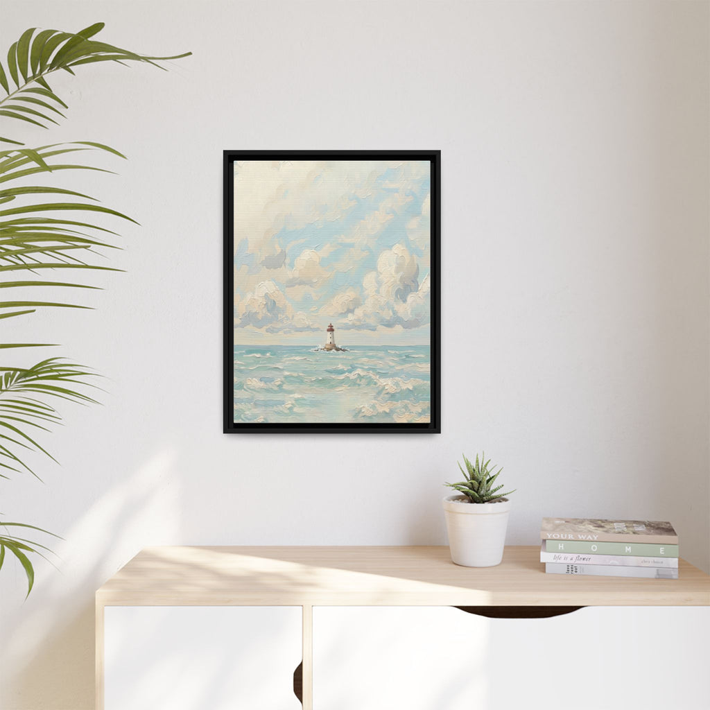 The Lighthouse - Print on Canvas with Wooden Frame