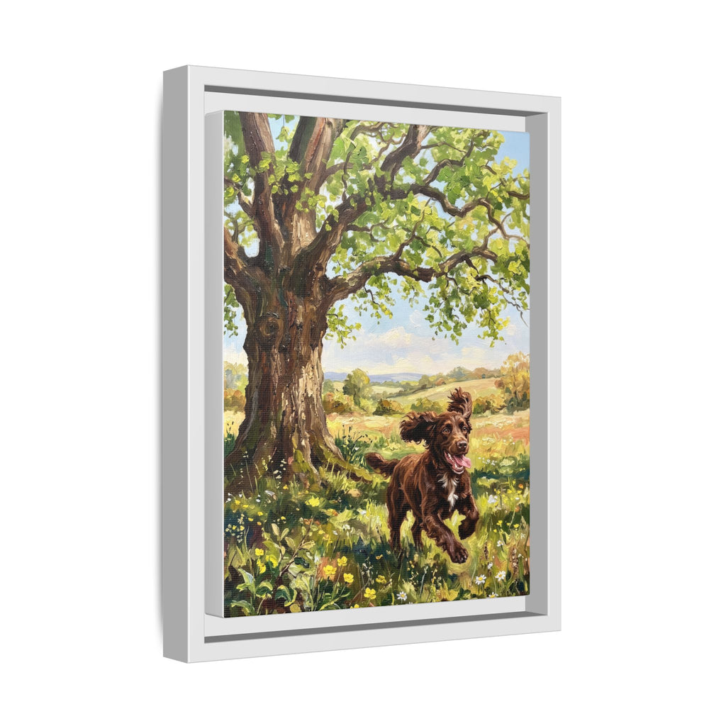 The Working Cocker - Print on Canvas with Wooden Frame