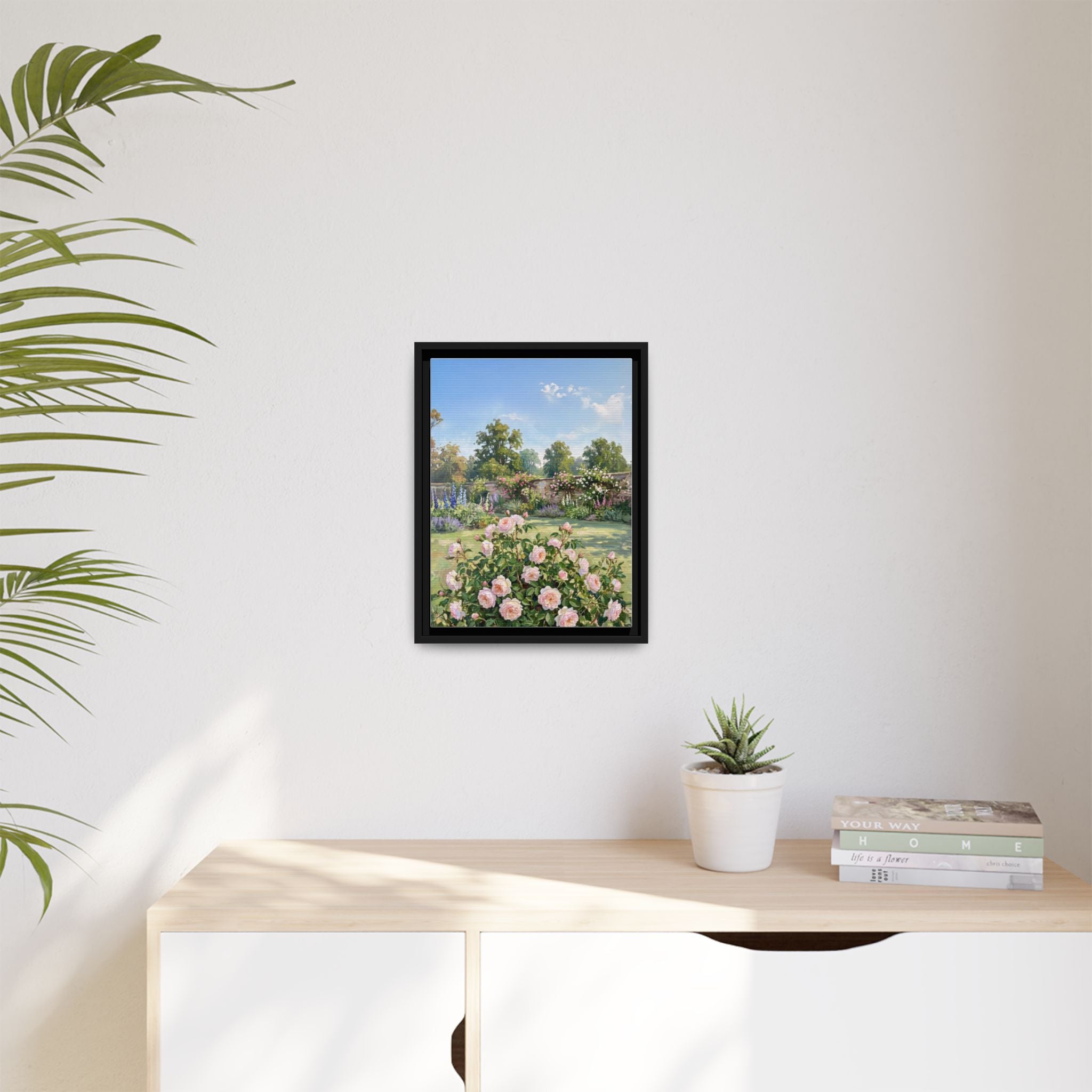 The Rose Garden - Print on Canvas with Wooden Frame