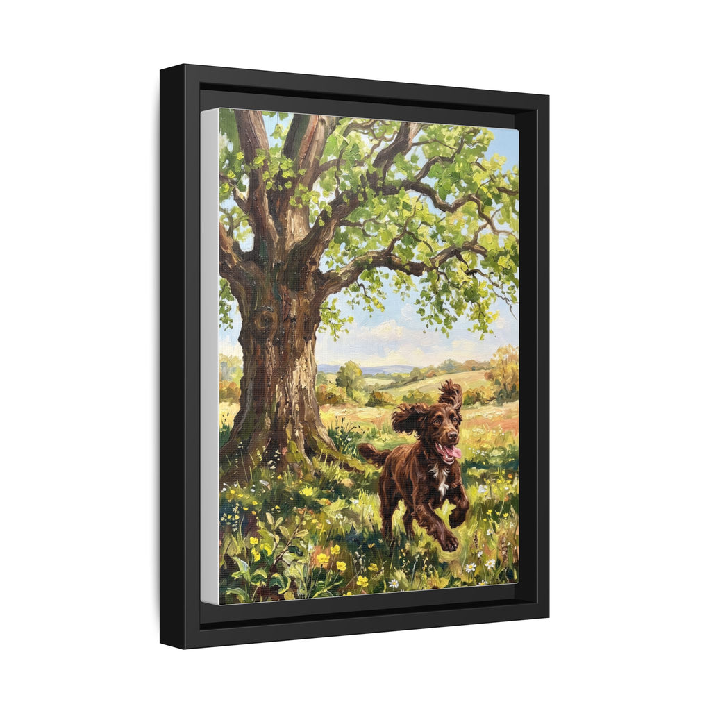 The Working Cocker - Print on Canvas with Wooden Frame