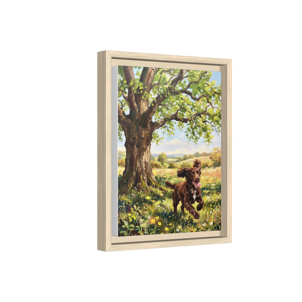 The Working Cocker - Print on Canvas with Wooden Frame