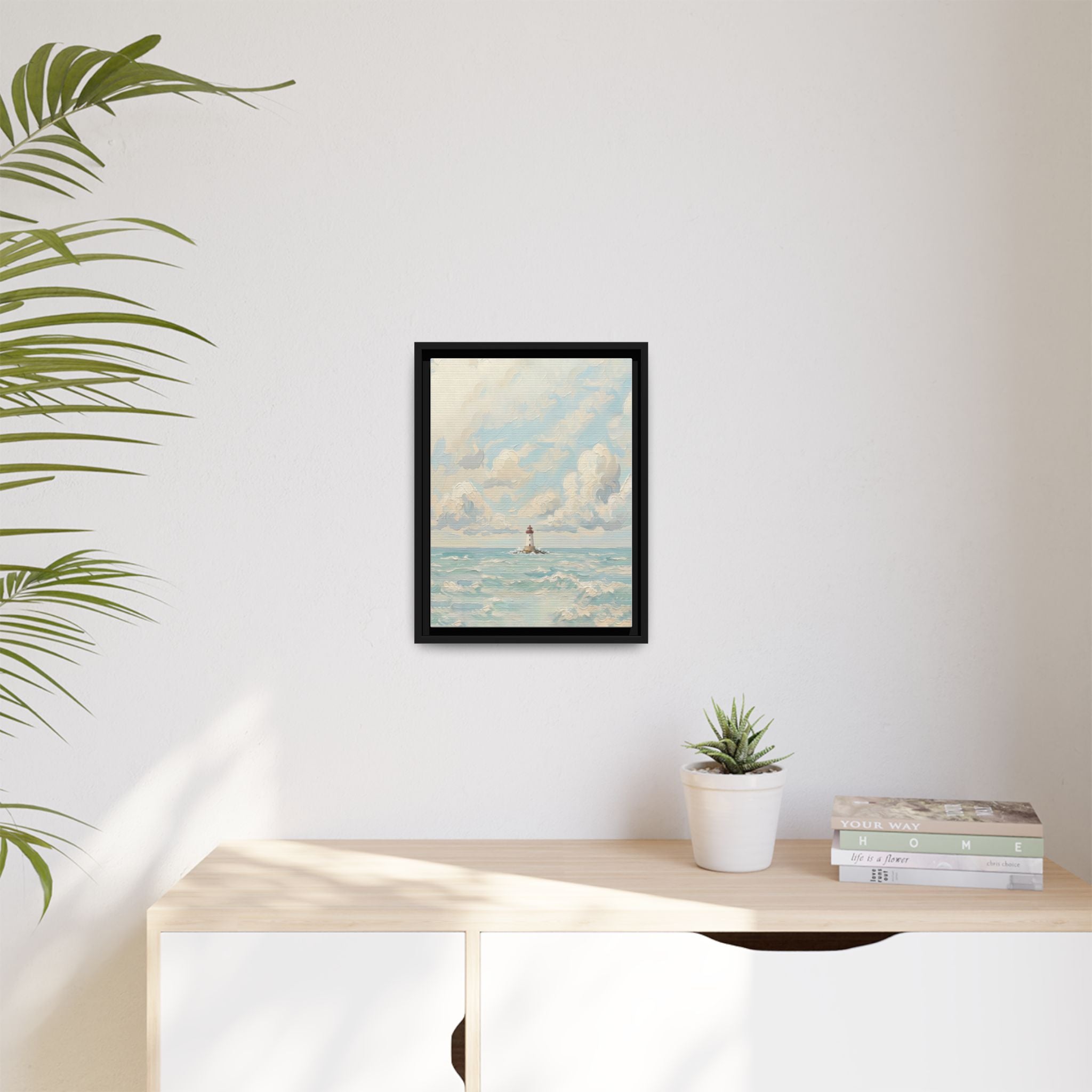The Lighthouse - Print on Canvas with Wooden Frame