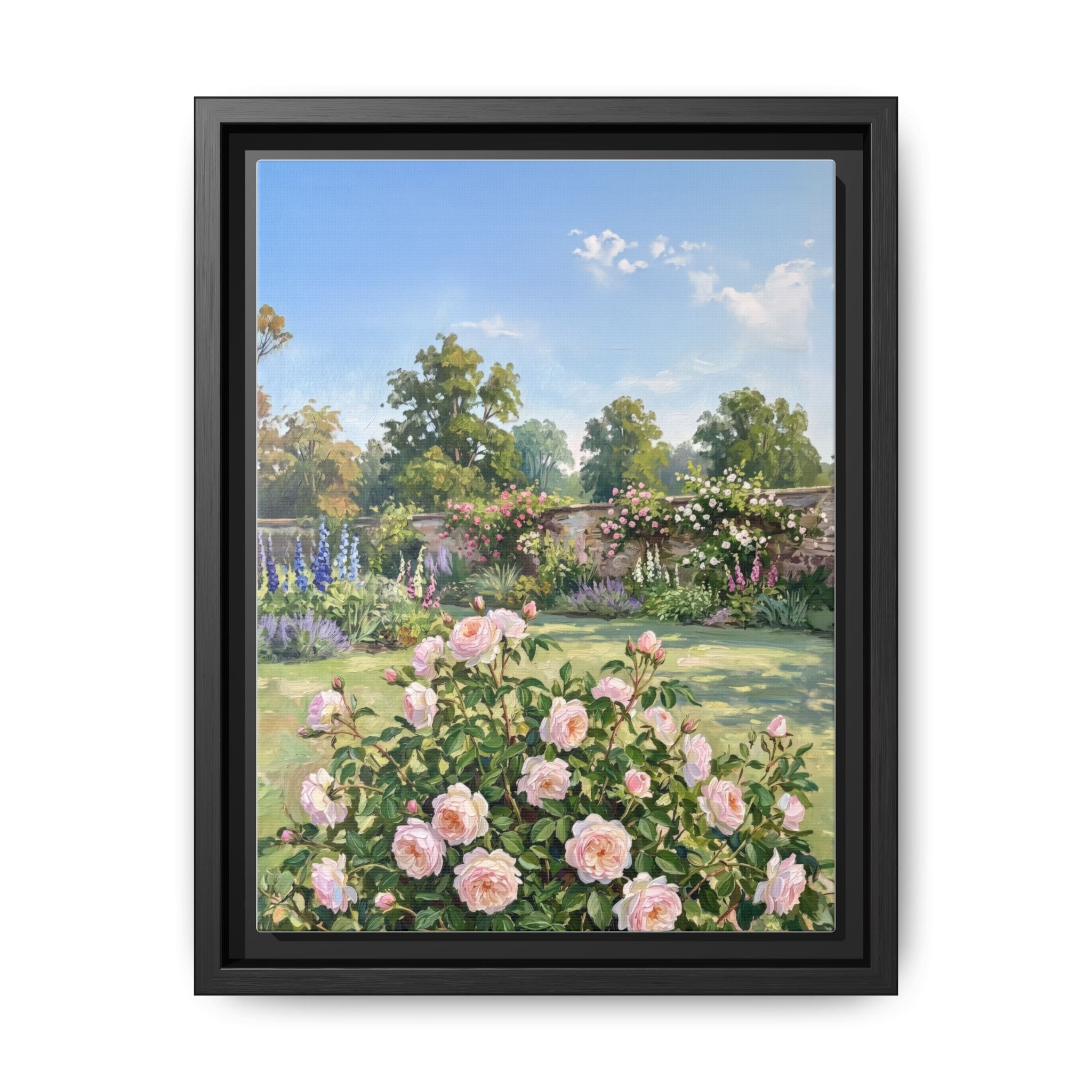 The Rose Garden - Print on Canvas with Wooden Frame