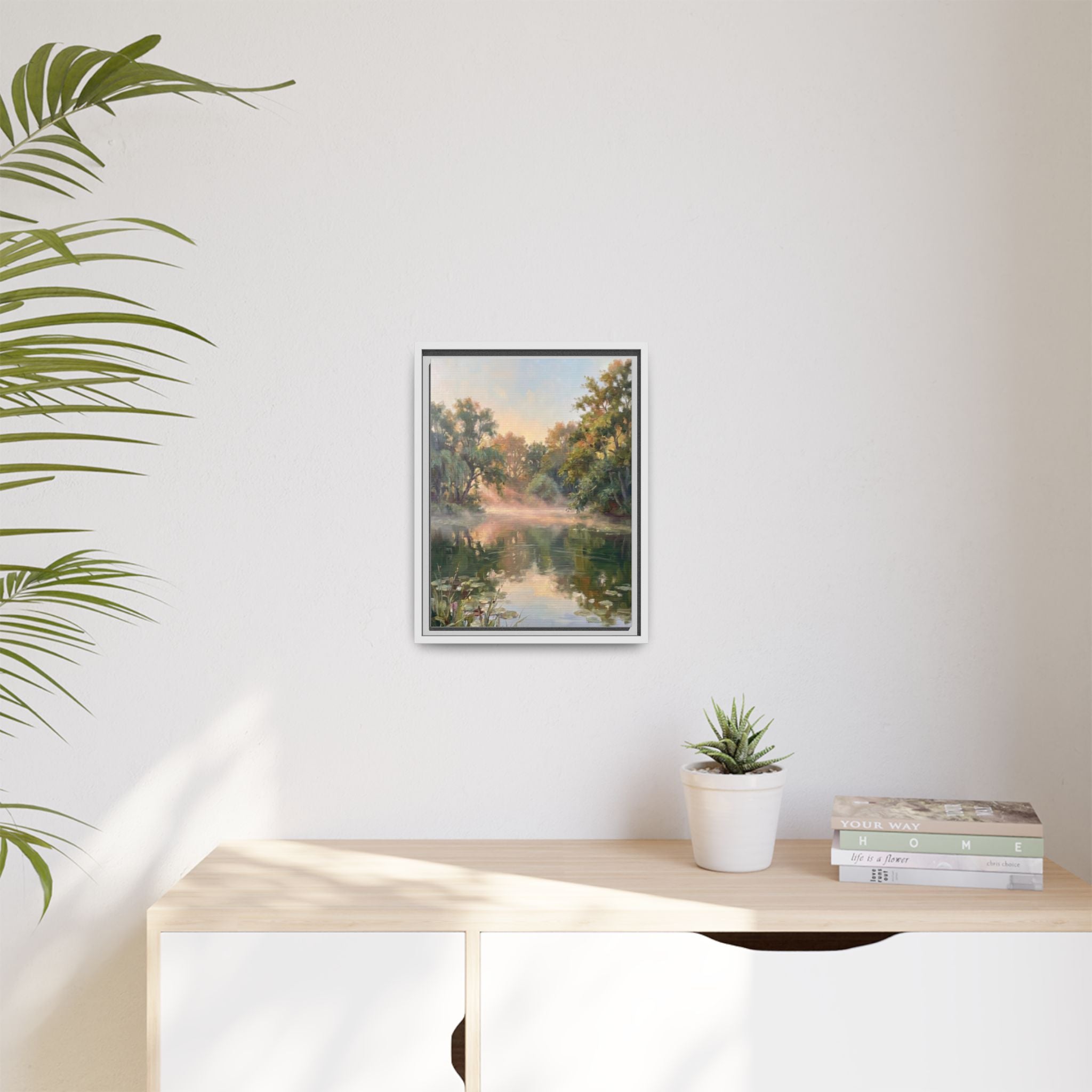 The Lily Pond - Print on Canvas with Wooden Frame