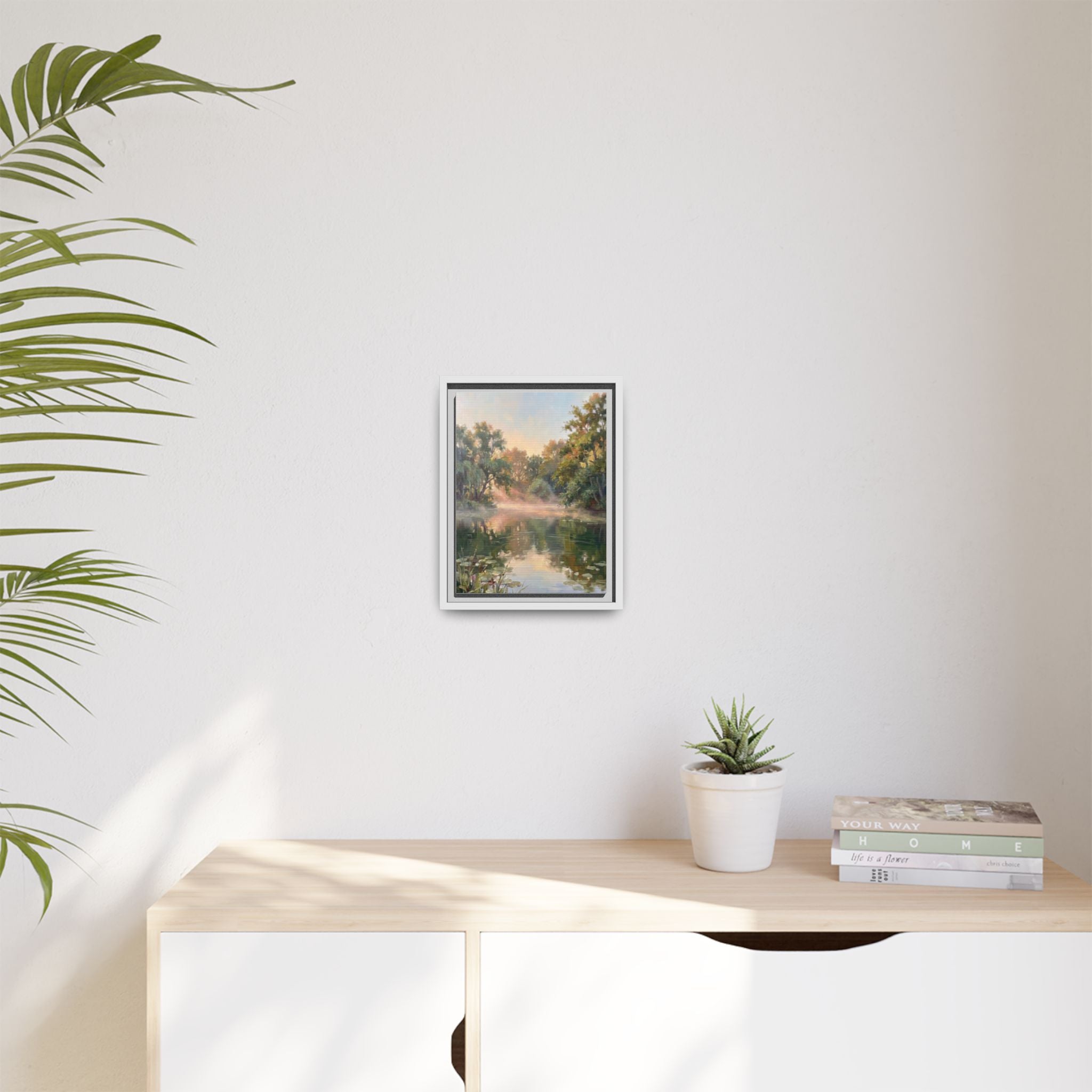 The Lily Pond - Print on Canvas with Wooden Frame