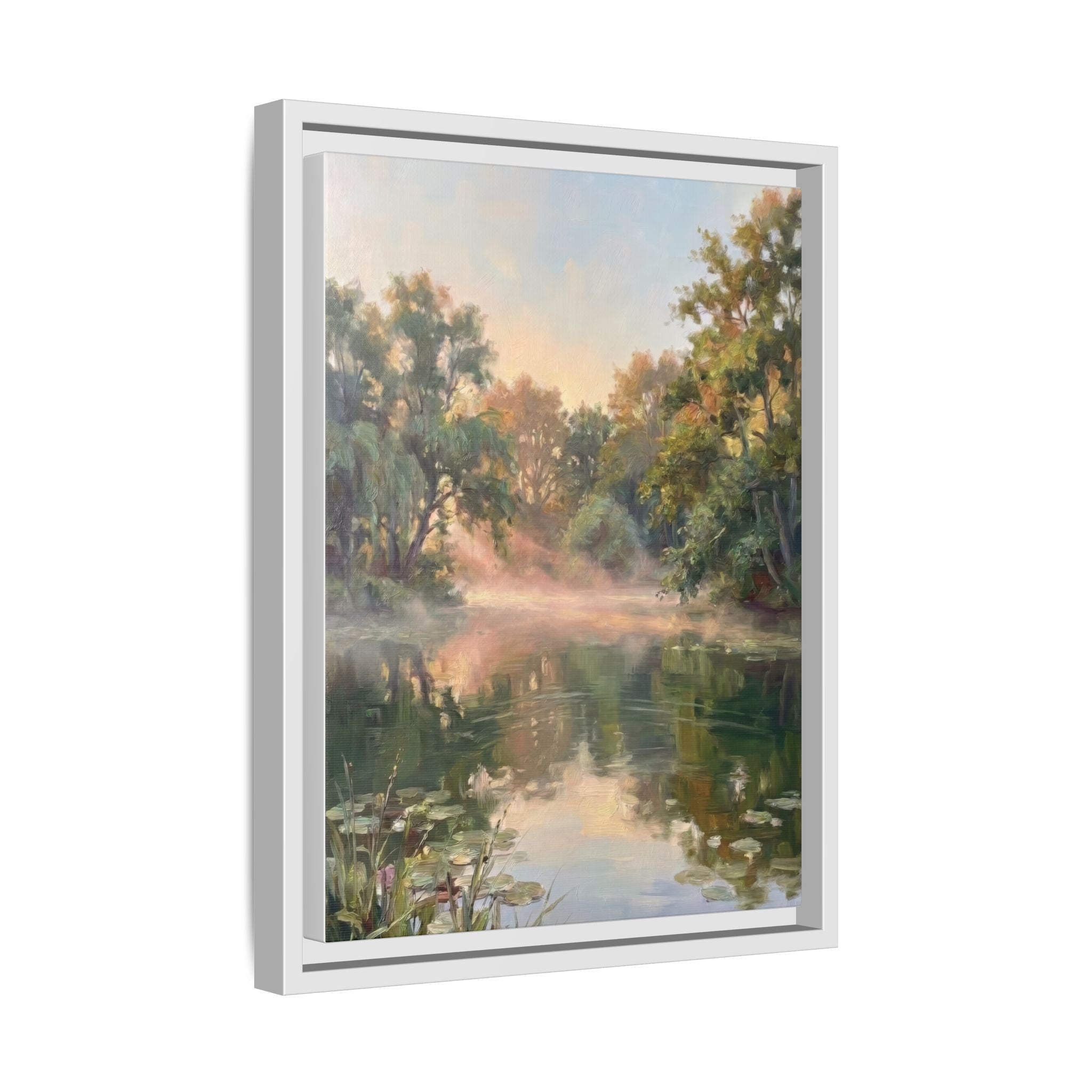The Lily Pond - Print on Canvas with Wooden Frame