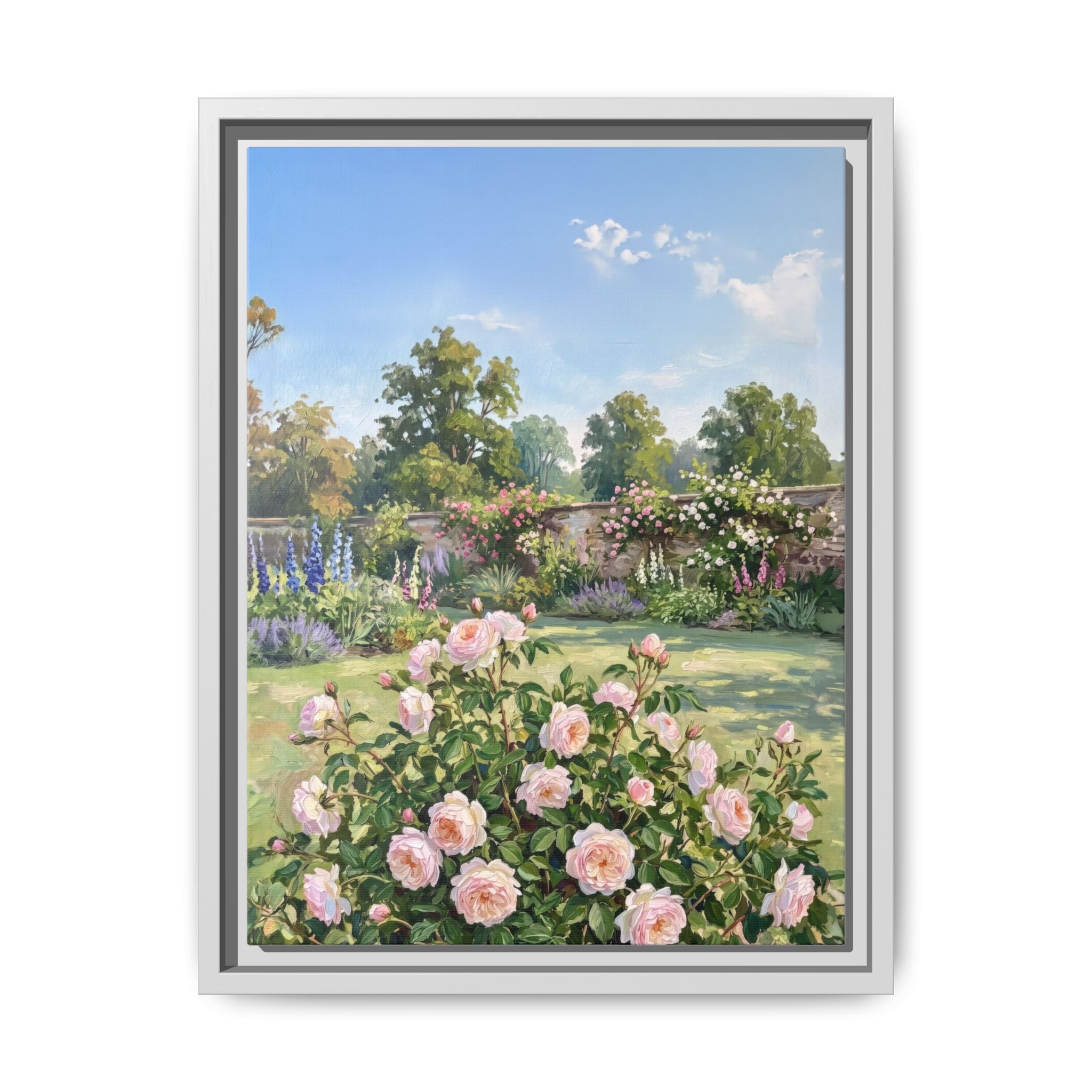 The Rose Garden - Print on Canvas with Wooden Frame