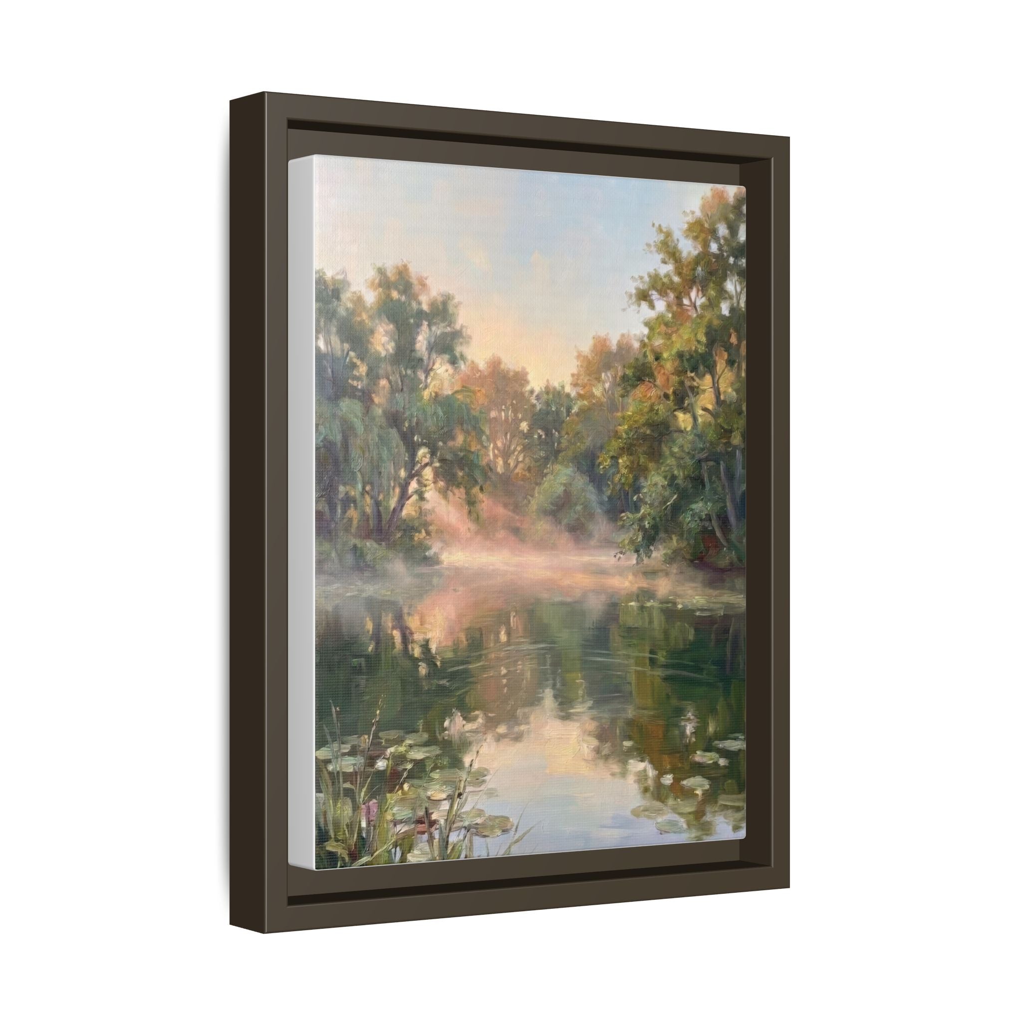 The Lily Pond - Print on Canvas with Wooden Frame