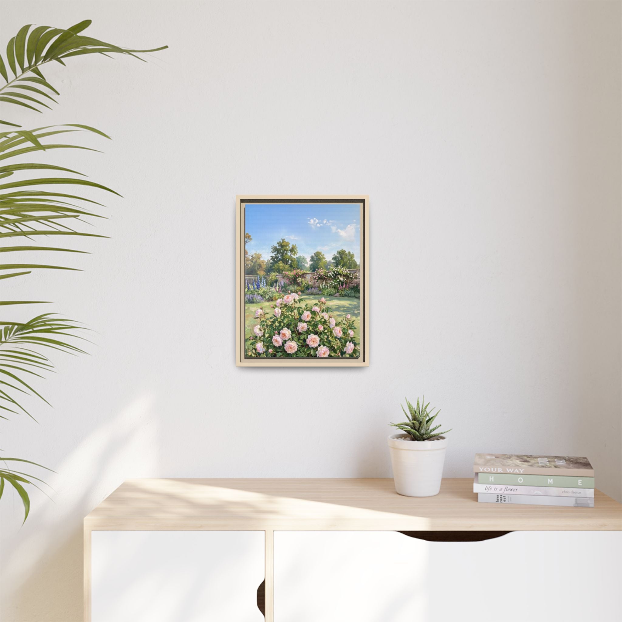 The Rose Garden - Print on Canvas with Wooden Frame