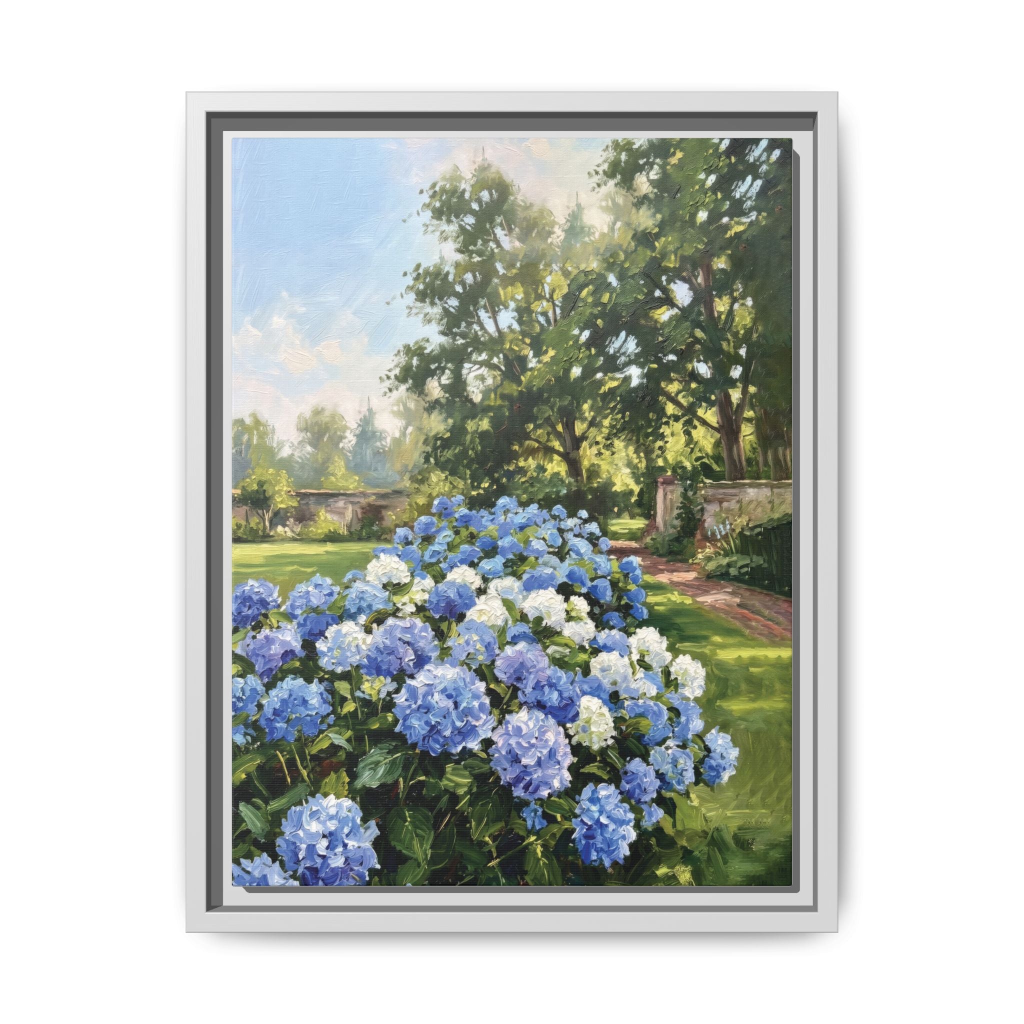 Hydrangeas - Print on Canvas with Wooden Frame
