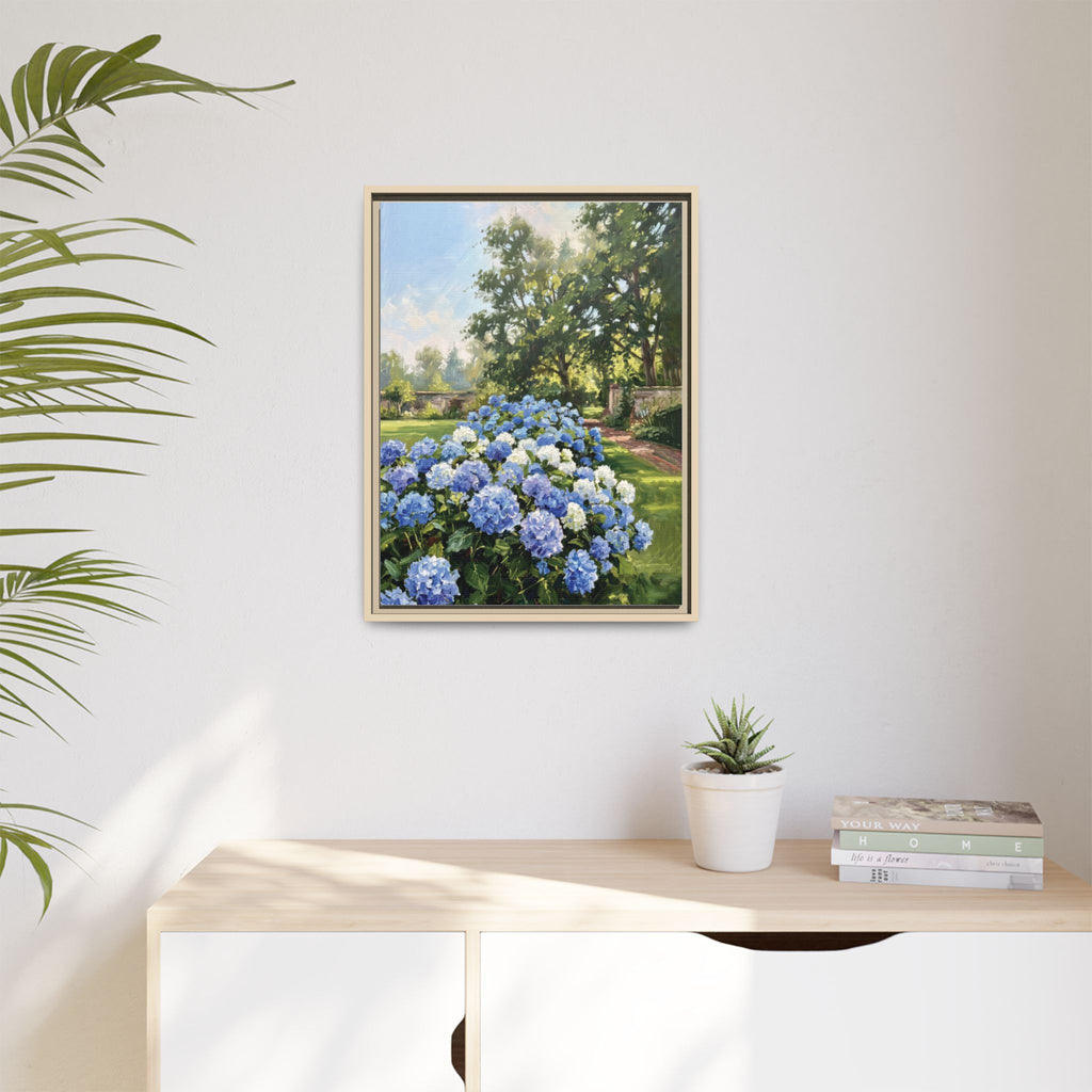 Hydrangeas - Print on Canvas with Wooden Frame