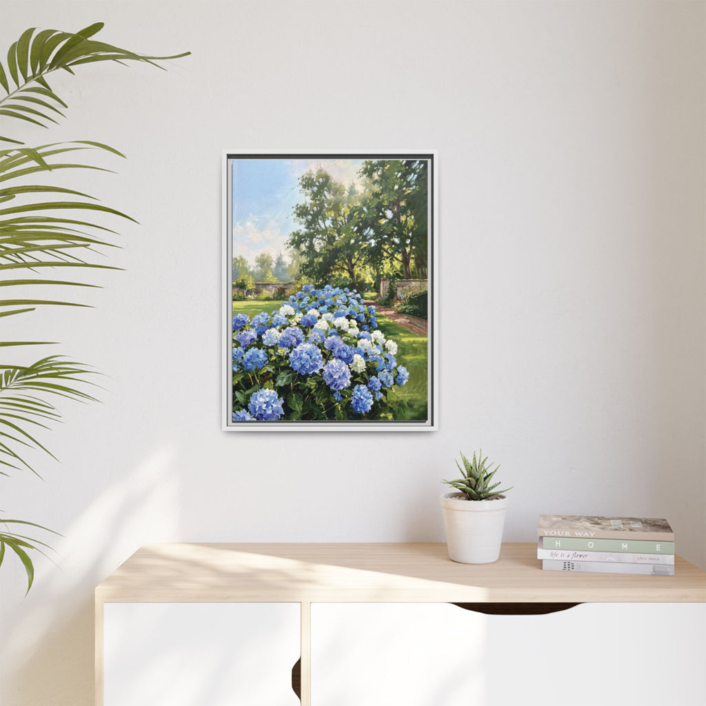 Hydrangeas - Print on Canvas with Wooden Frame