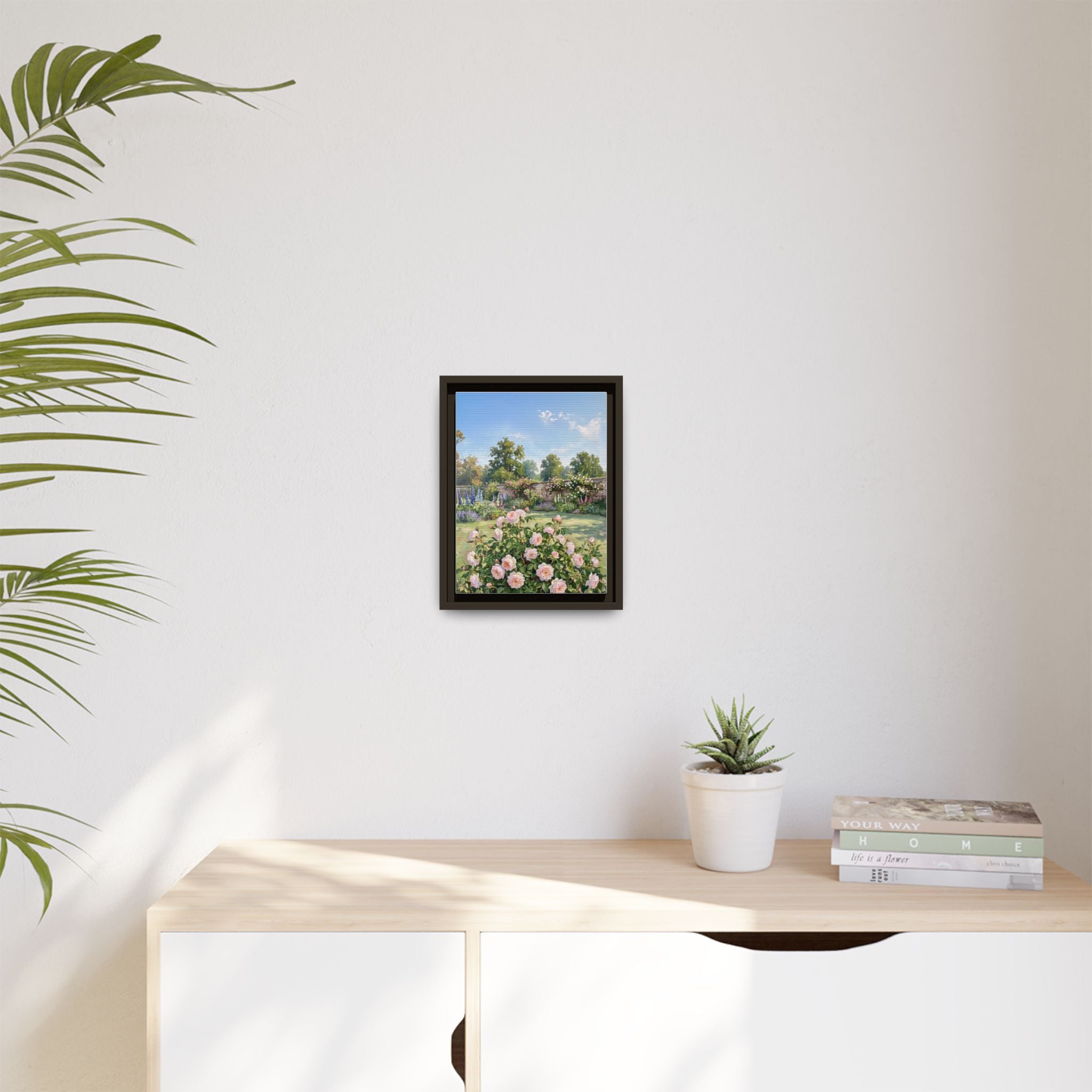 The Rose Garden - Print on Canvas with Wooden Frame